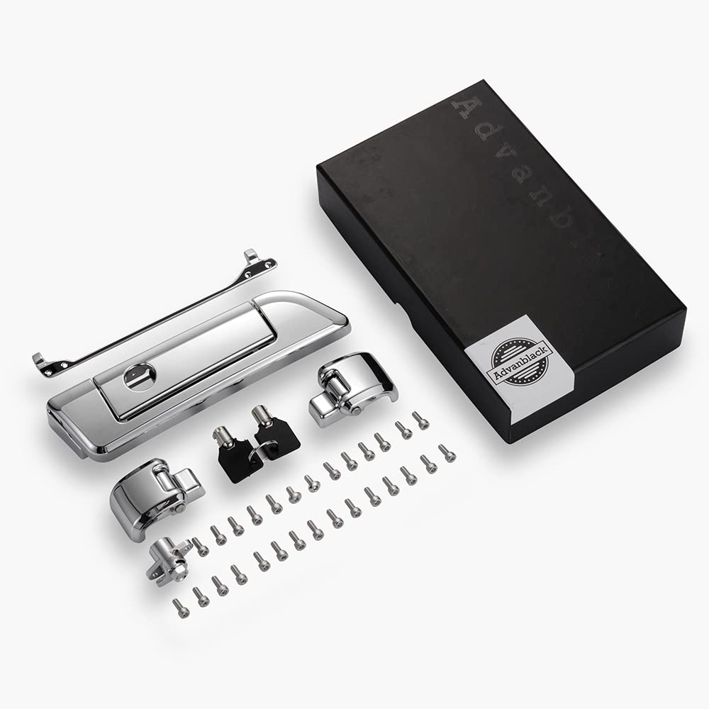 2014+ Harley Razor/Chopped/King Tour Pak Chrome Hinges & Latch Kit - Durable Replacement for Travel Trunk & Luggage Storage