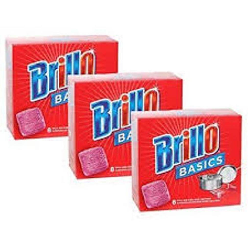 Brillo Basics Steel Wool Soap Pads - 24 Count (3 Pack of 8) | Heavy Duty Cleaning for Pots, Pans & Grill Grates | Kitchen & Outdoor Use