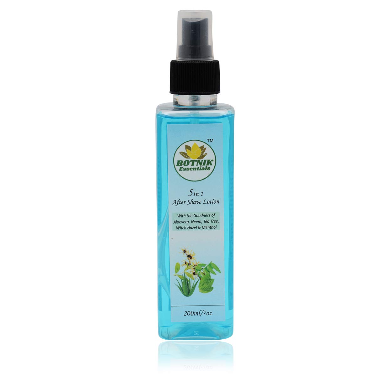 BOTNIK ESSENTIALS 5-in-1 After Shave Lotion for Men - 200ml with Aloe Vera, Neem, Tea Tree Oil, Witch Hazel & Menthol | Soothing Post-Shave Moisturizer for Sensitive Skin | Perfect for Daily Shaving Routine & Beard Care