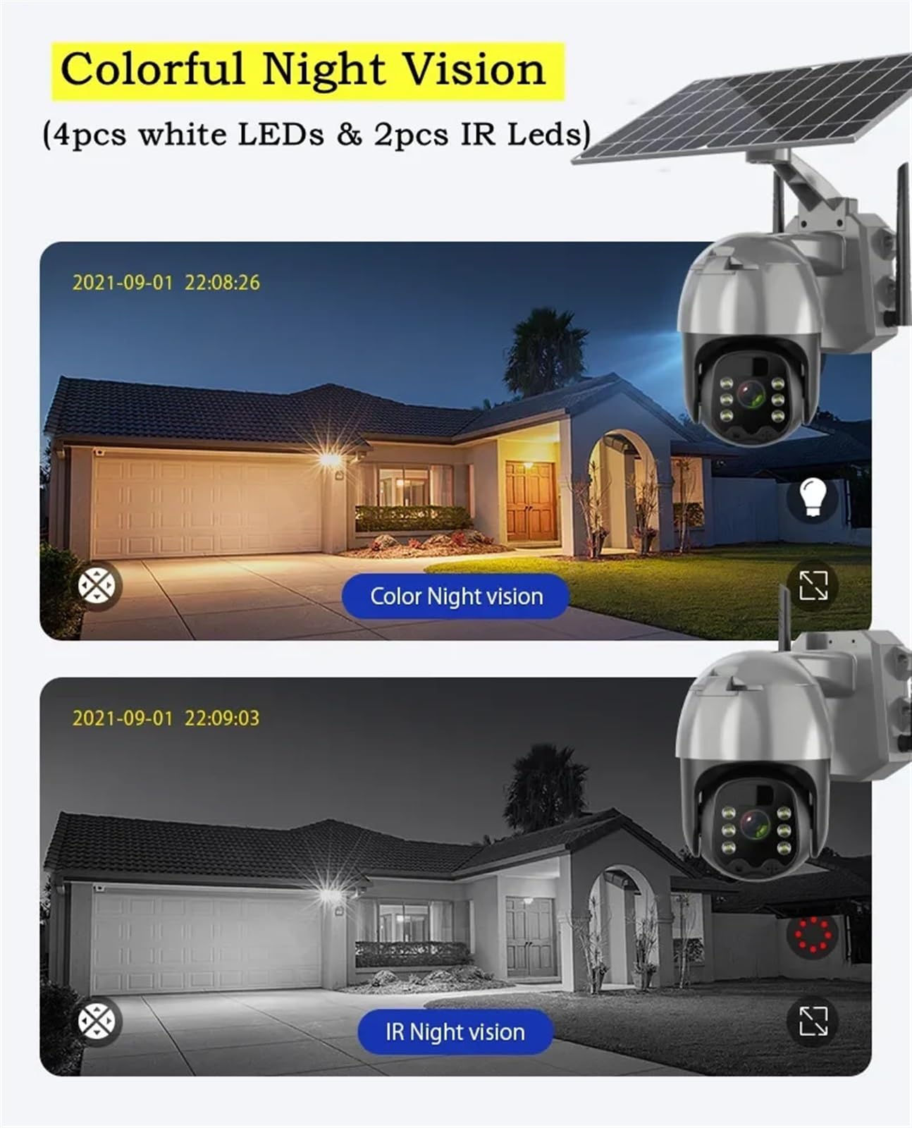 4G PTZ Solar Security Camera Wireless Outdoor - 360° HD Night Vision CCTV, Two-Way Audio, Solar Powered IP Camera with 64GB TF Card for Home Security & Surveillance - Perfect for Backyard, Garage & Property Monitoring