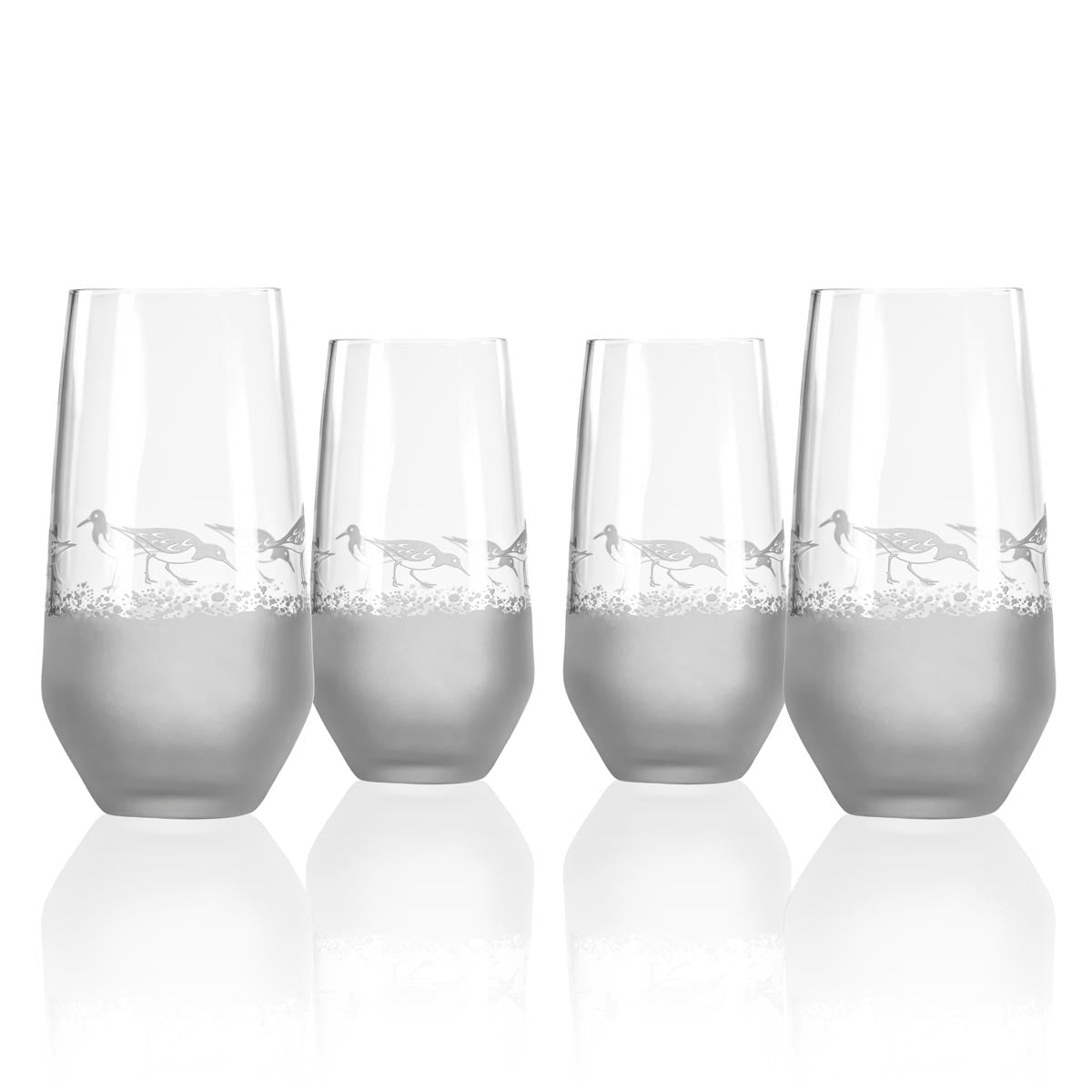 Sandpiper 15.5oz Insulated Stainless Steel Highball Glasses - Set of 4, Unbreakable & Sweat-Proof for Cocktails, Iced Coffee, and Outdoor Parties