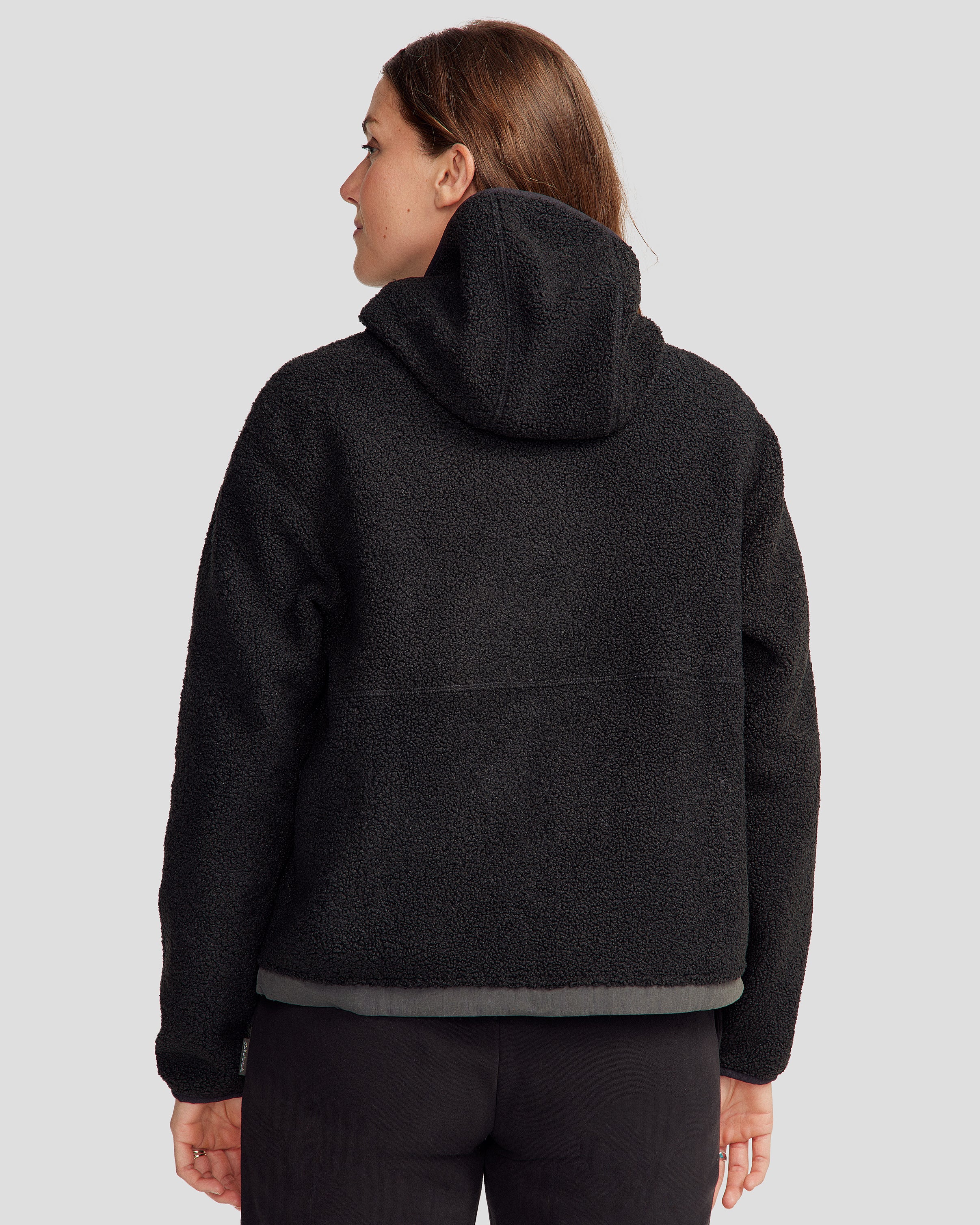 Women's Co Z High Pile Hooded Pullover v2 - Soft Fleece Winter Jacket with Kangaroo Pocket, Black Stingray Color | Perfect for Outdoor Activities, Casual Wear & Cold Weather Fashion