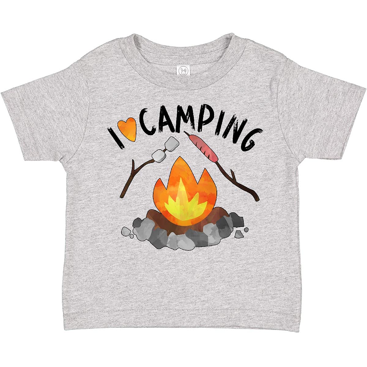 Inktastic I Love Camping Toddler T-Shirt - Cute Campfire, Hot Dog & Marshmallows Design for Kids | Perfect for Outdoor Adventures, Camping Trips & Family Vacations