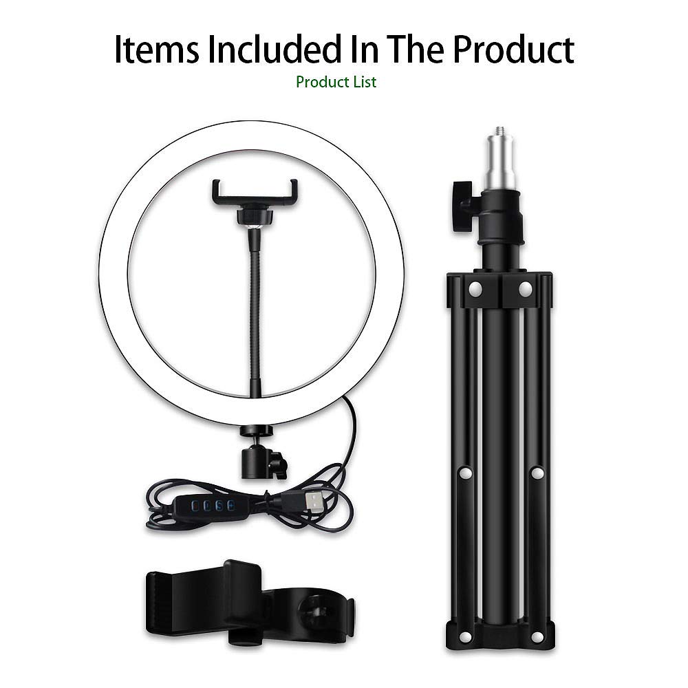BRIODY 16cm LED Ring Light 5600K Dimmable with Tripod for Selfie Photography