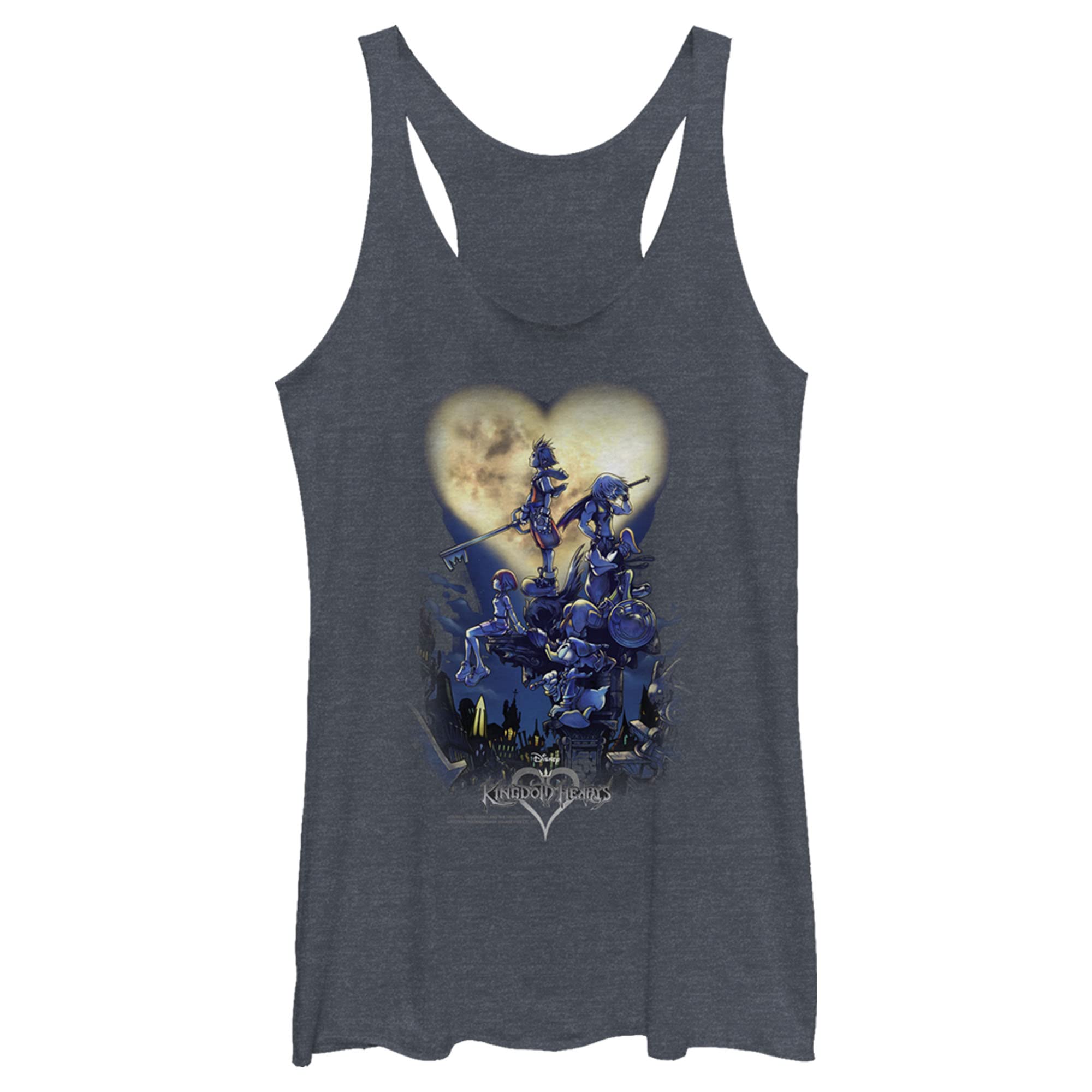 Disney Kingdom Hearts Poster Logo Women's Racerback Tank Top - Anime Gaming Graphic Tee for Cosplay, Gift & Casual Wear