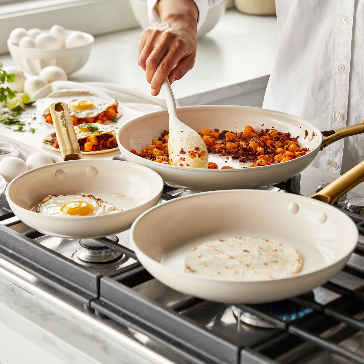Premium Ceramic Nonstick 10-Piece Cookware Set - Scratch-Resistant & PFOA-Free, Cream Color | Perfect for Healthy Cooking, Frying, Baking & Everyday Meal Prep