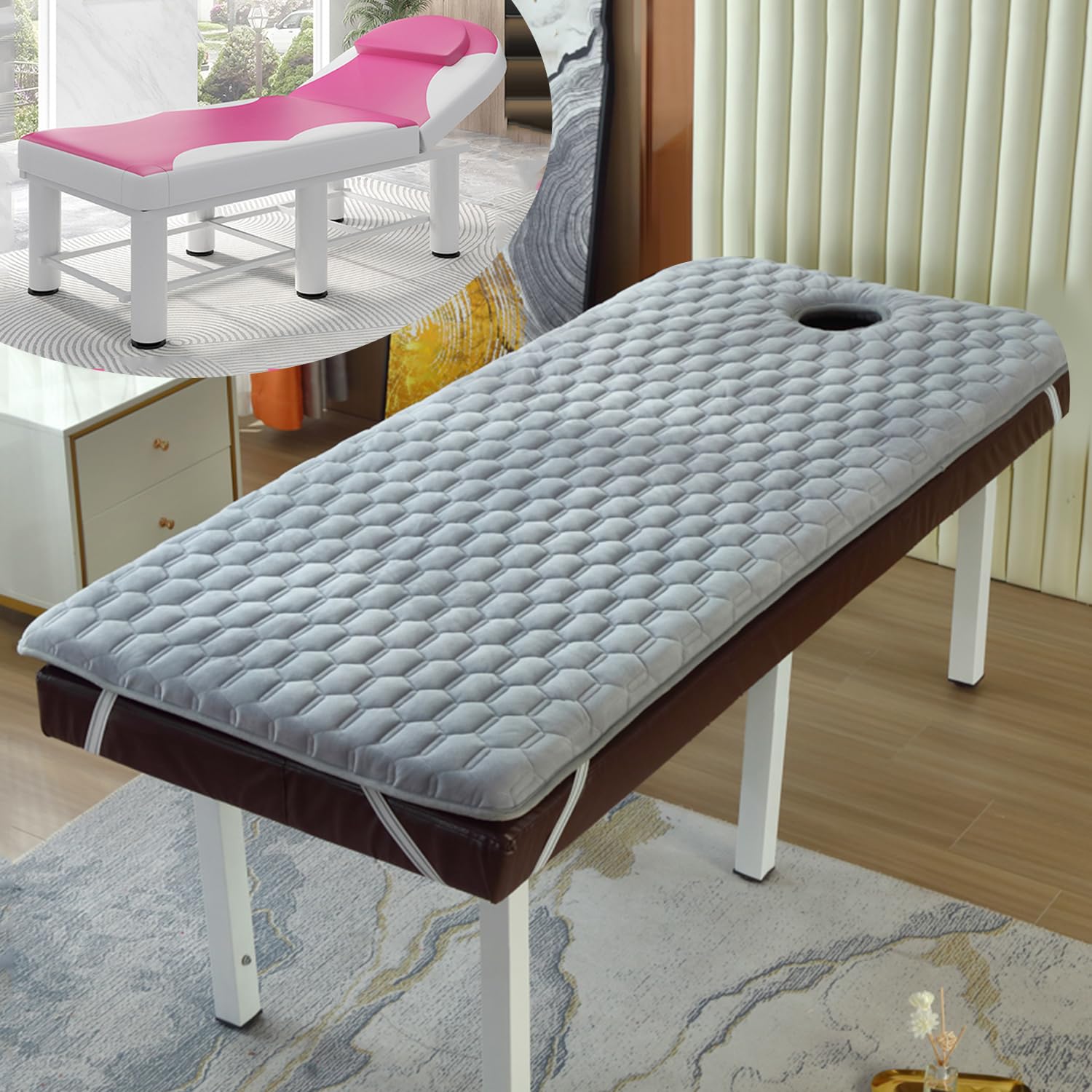 3/4/5/6/7cm Thickness Memory Foam Lash Bed Topper - Breathable Spa Mattress Pad for Massage Beds with Square/Round/Trapezoidal Head Design (60x180cm/24x71in) - Perfect for Eyelash Extensions, Facial Treatments & Relaxation Therapy