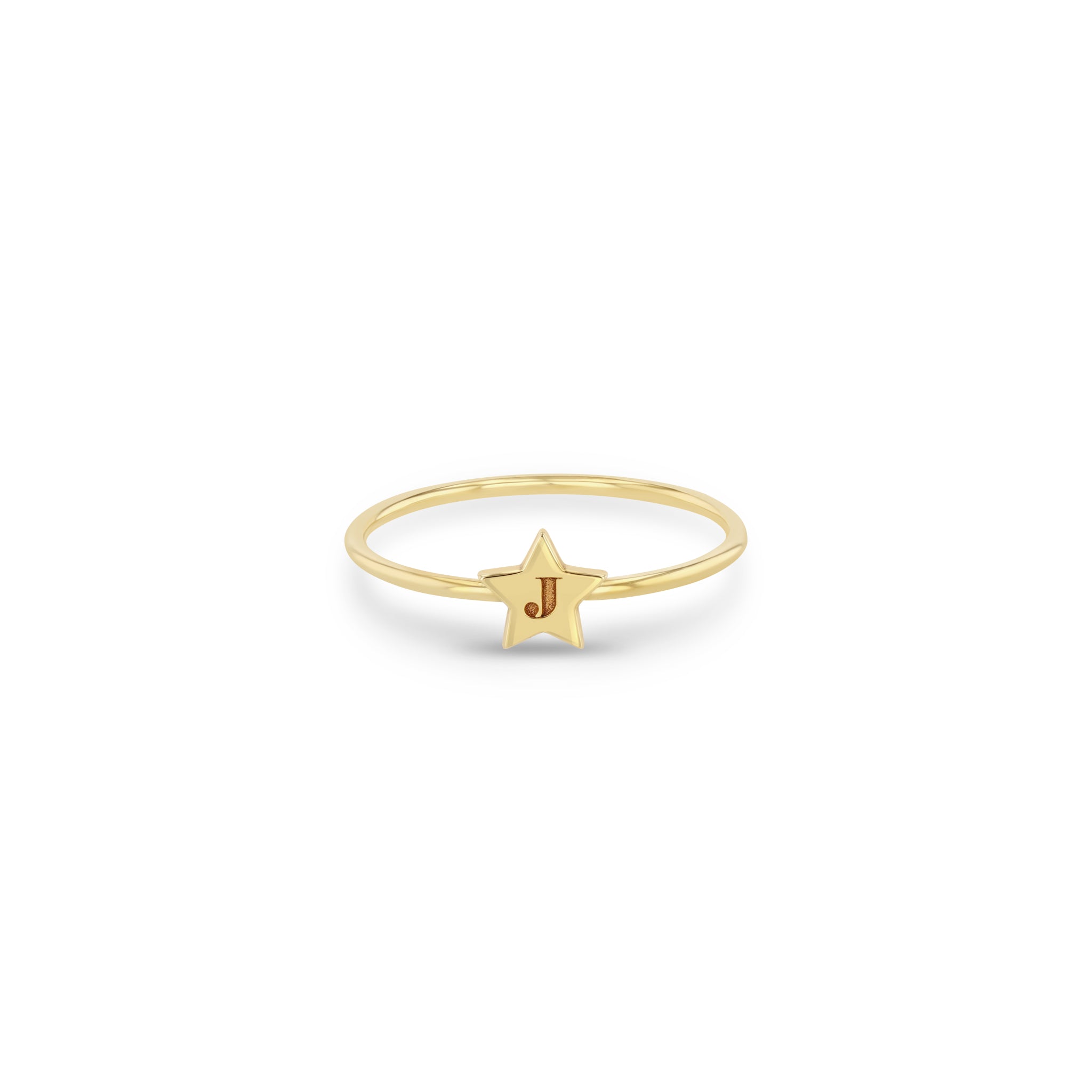 14K Gold Initial Star Ring - Personalized Name Letter Jewelry for Women, Dainty Stackable Ring - Perfect for Gifts, Everyday Wear & Special Occasions