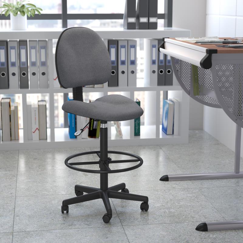 FLASH Patterned Fabric Drafting Chair BT 659 - Adjustable Height Office Chair for Artists, Architects & Designers - Ergonomic Stool for Drafting Table, Studio & Workspace