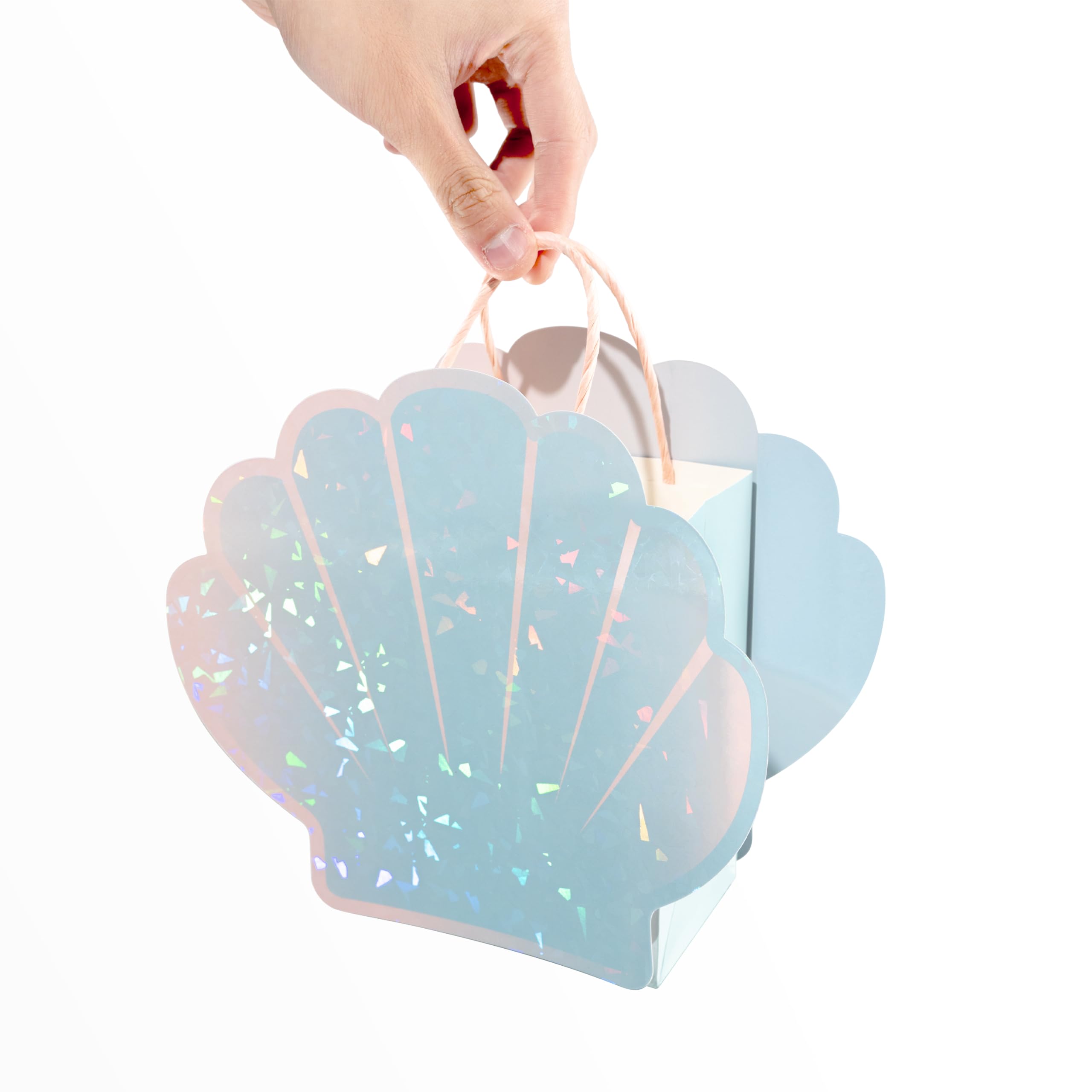 Cheerland Seashell Party Favor Bags - 8 Pack Mermaid Birthday Decorations, Under the Sea Theme Party Supplies, Summer Ocean Beach Picnic Celebration Gift Bags for Kids & Adults - Perfect for Birthday Parties, Baby Showers, and Beach Themed Events