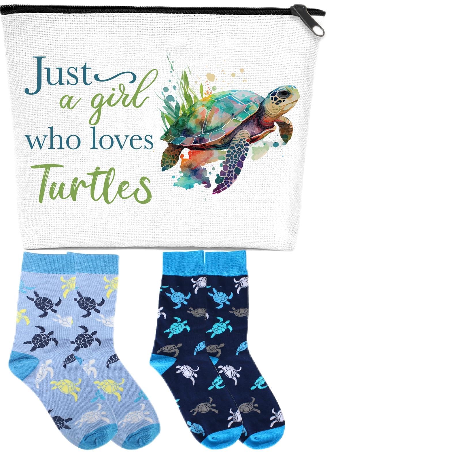 Sea Turtle Makeup Bag for Women - Cute Turtle Lovers Gift Set for Beach Travel & Toiletry - Funny Birthday Present for Teen Sisters & Turtle Enthusiasts - Perfect for Vacation, Cosmetics Storage & Turtle-Themed Decor