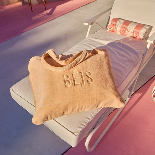 Premium Beige Terry Towel Tote Bag - Soft Cotton Beach Tote for Women - Perfect for Pool, Gym & Shopping