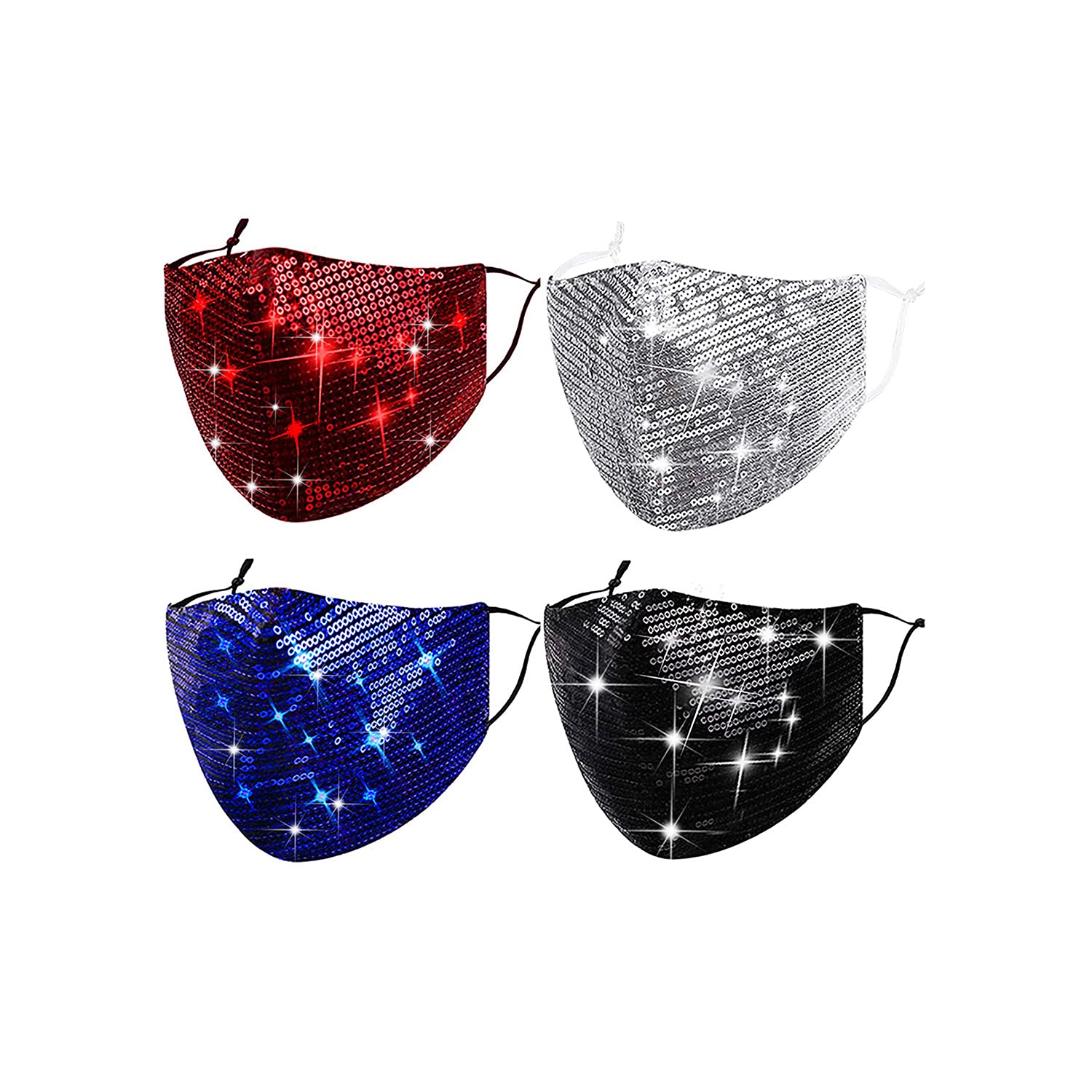 Sparkly Sequins Face Mask for Women - Glitter Sequin Face Covering & Bling Bandana - Masquerade, Party, Festival, Halloween Accessory