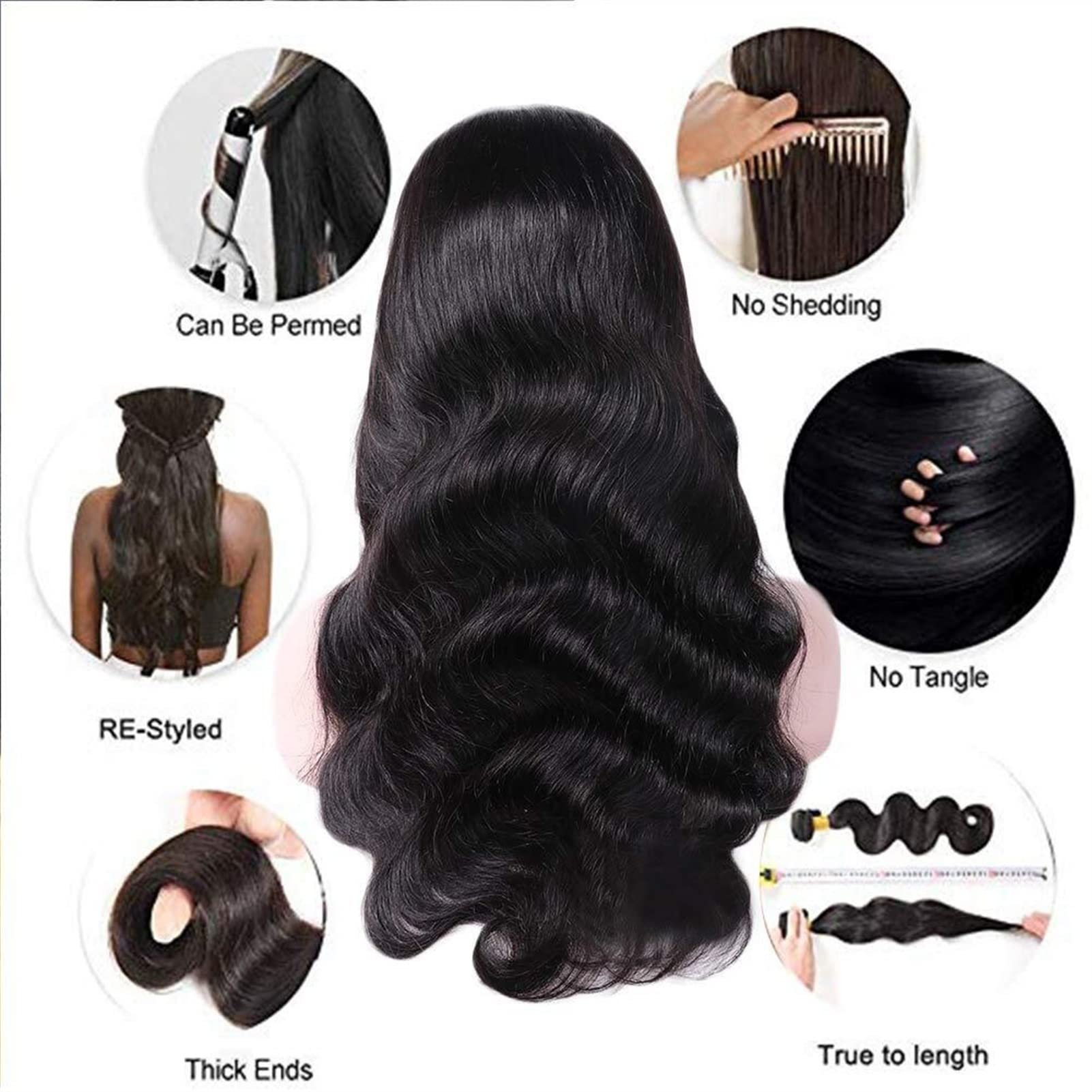 360 HD Transparent Lace Front Human Hair Wigs for Women - 10-30 Inch 13x4 Body Wave Lace Wig - Natural Looking Hair Replacement for Daily Wear & Parties (28 Inches, 360 Lace Frontal) - Perfect for Weddings, Cosplay & Special Events