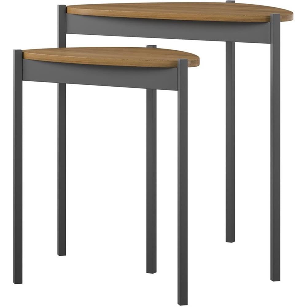 Novogratz Tallulah Walnut & Gray Nesting Tables - Set of 3 Modern Side Tables for Living Room, Bedroom & Office - Space Saving End Tables with Storage Shelf
