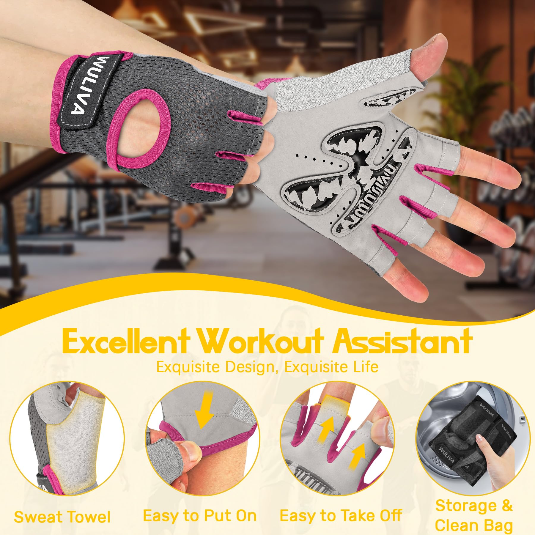 5-in-1 Workout Gloves for Men & Women - Breathable Weight Lifting Gloves with Anti-Slip Grip & Wrist Support - Perfect for Gym Training, CrossFit, Powerlifting & Home Workouts
