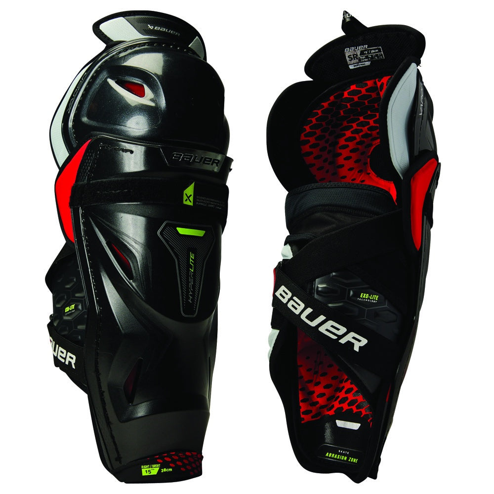 Bauer Vapor HyperLite Senior Ice Hockey Shin Guards - Lightweight Protective Gear for Hockey Players - Perfect for Games, Practice & Training Sessions