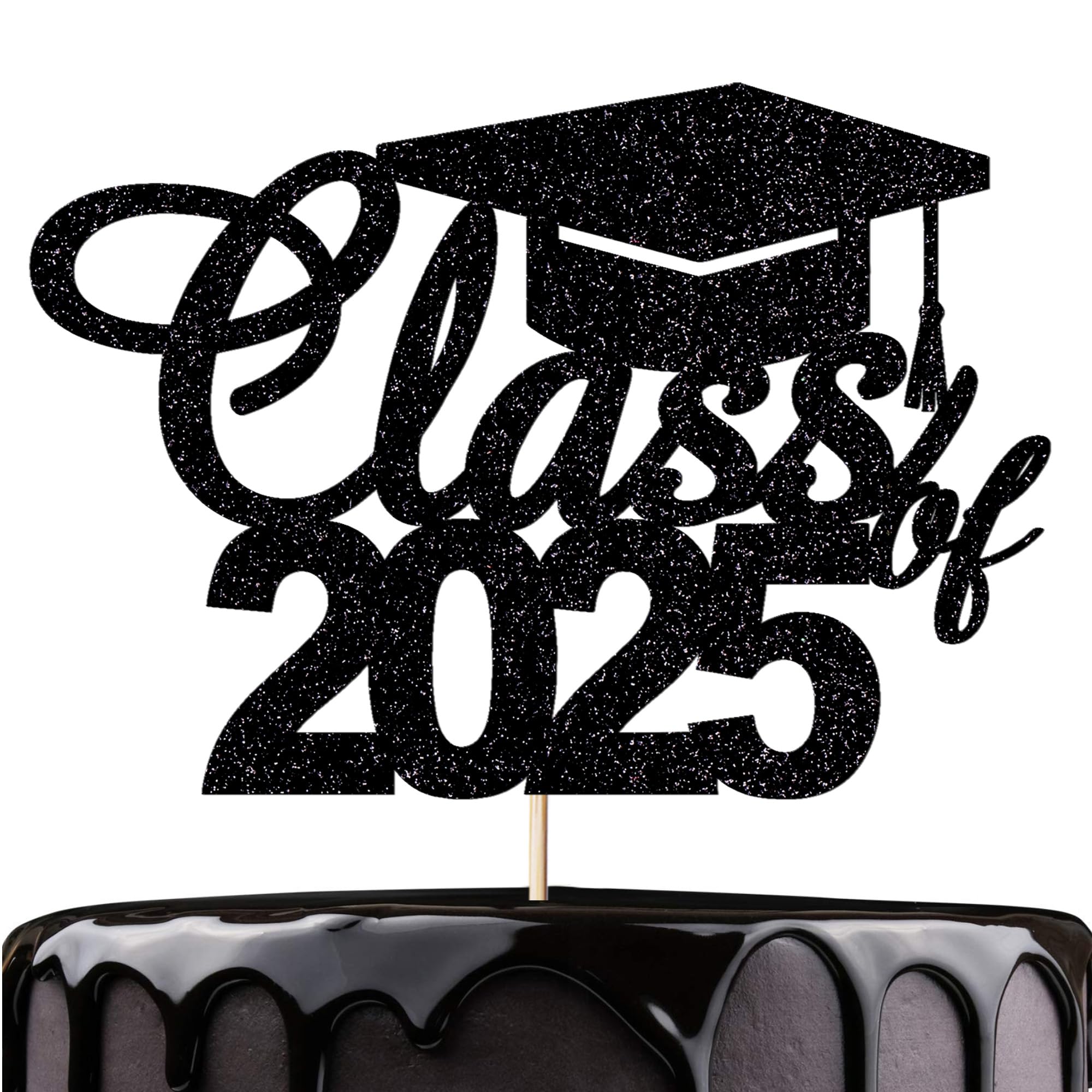 Class of 2025 Graduation Cake Topper - Elegant Black Ceremony Cake Decoration for Graduation Parties & Celebrations | Perfect for High School & College Graduation Cakes