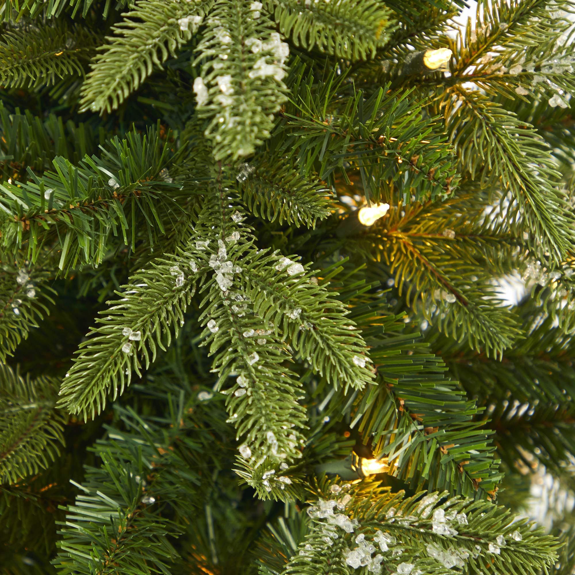 Nearly Natural 44-Inch Snowed Grand Teton Fir Artificial Christmas Tree with 50 Clear Lights & 111 Bendable Branches in Planter - Perfect for Living Room, Office, or Holiday Decorations