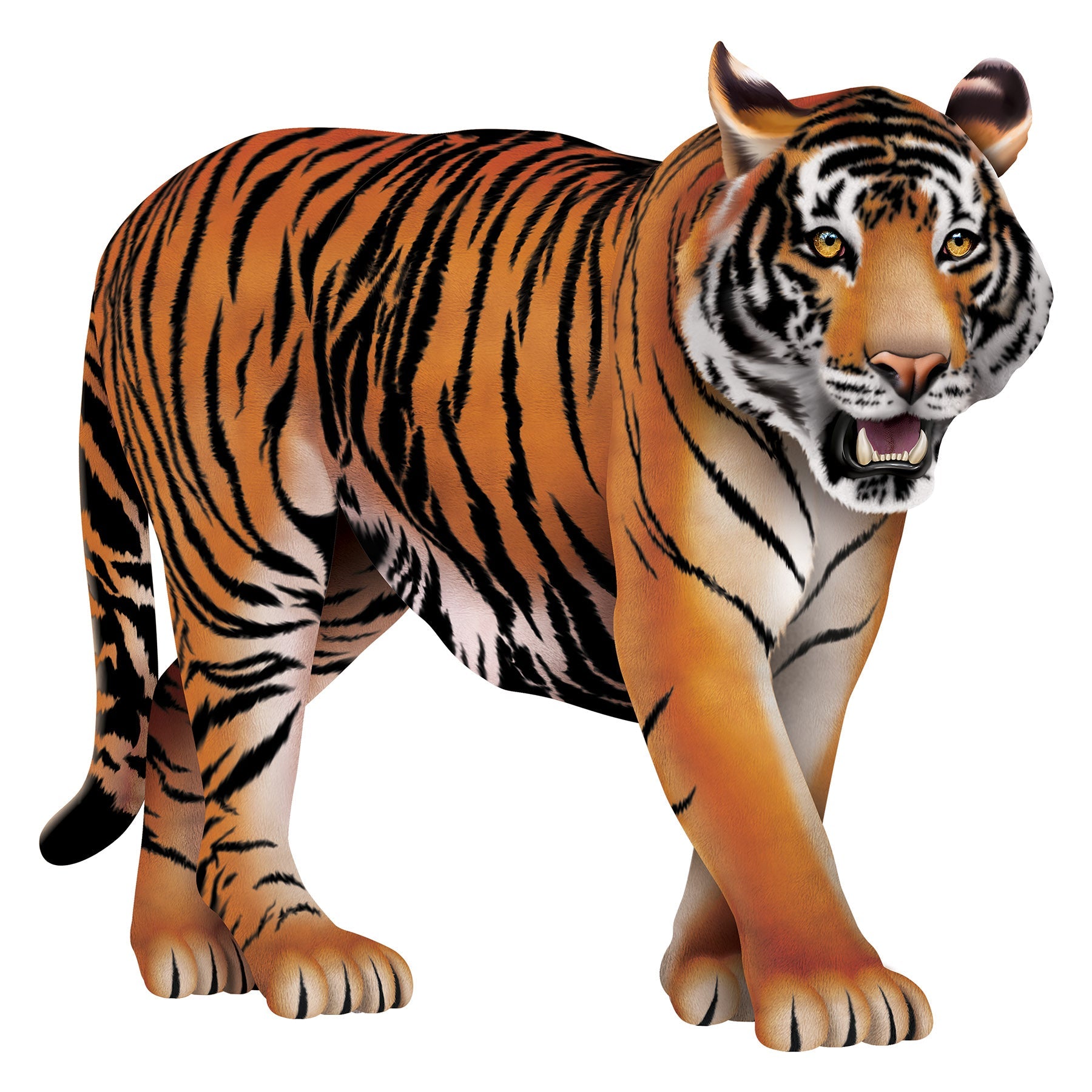 12 Pack Beistle Jointed Tiger Wall Decorations - Realistic 3D Animal Cutouts for Jungle Themed Parties, Classroom Decor, and Kids Room Wall Art