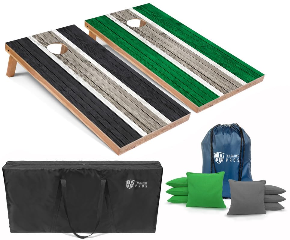 Premium LED Cornhole Board Set with Built-in Striped Lights - 4'x2' Regulation Size, Multicolor LED Lighting, 8 Bean Bags & Carrying Case - Perfect for Tailgating, Backyard Parties, and Outdoor Game Nights
