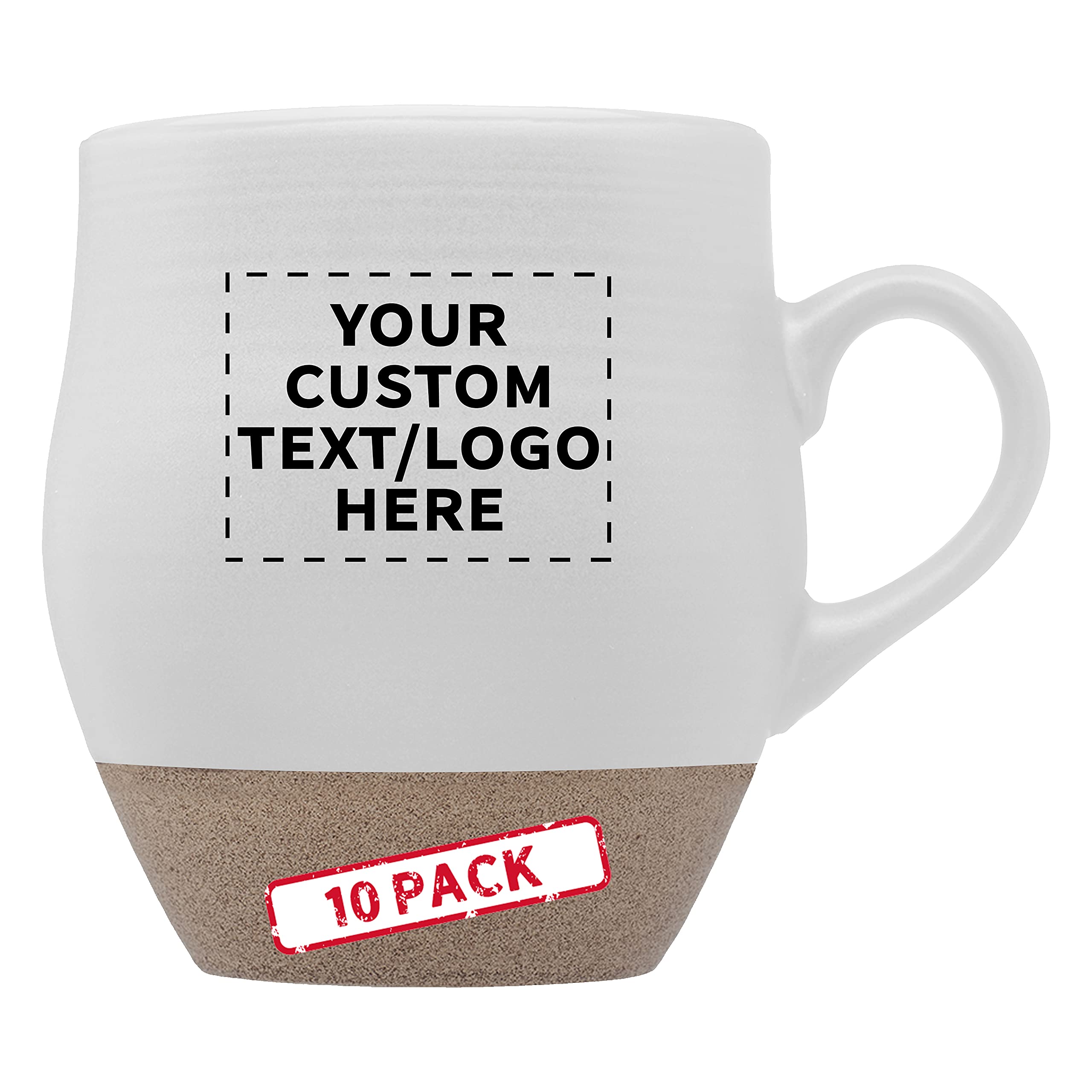 10-Pack Admiral Ceramic Coffee Mugs 16oz - Custom Printed Text & Logo - Premium Stoneware Drinkware with C-Handle - White - Perfect for Office, Home & Gifts