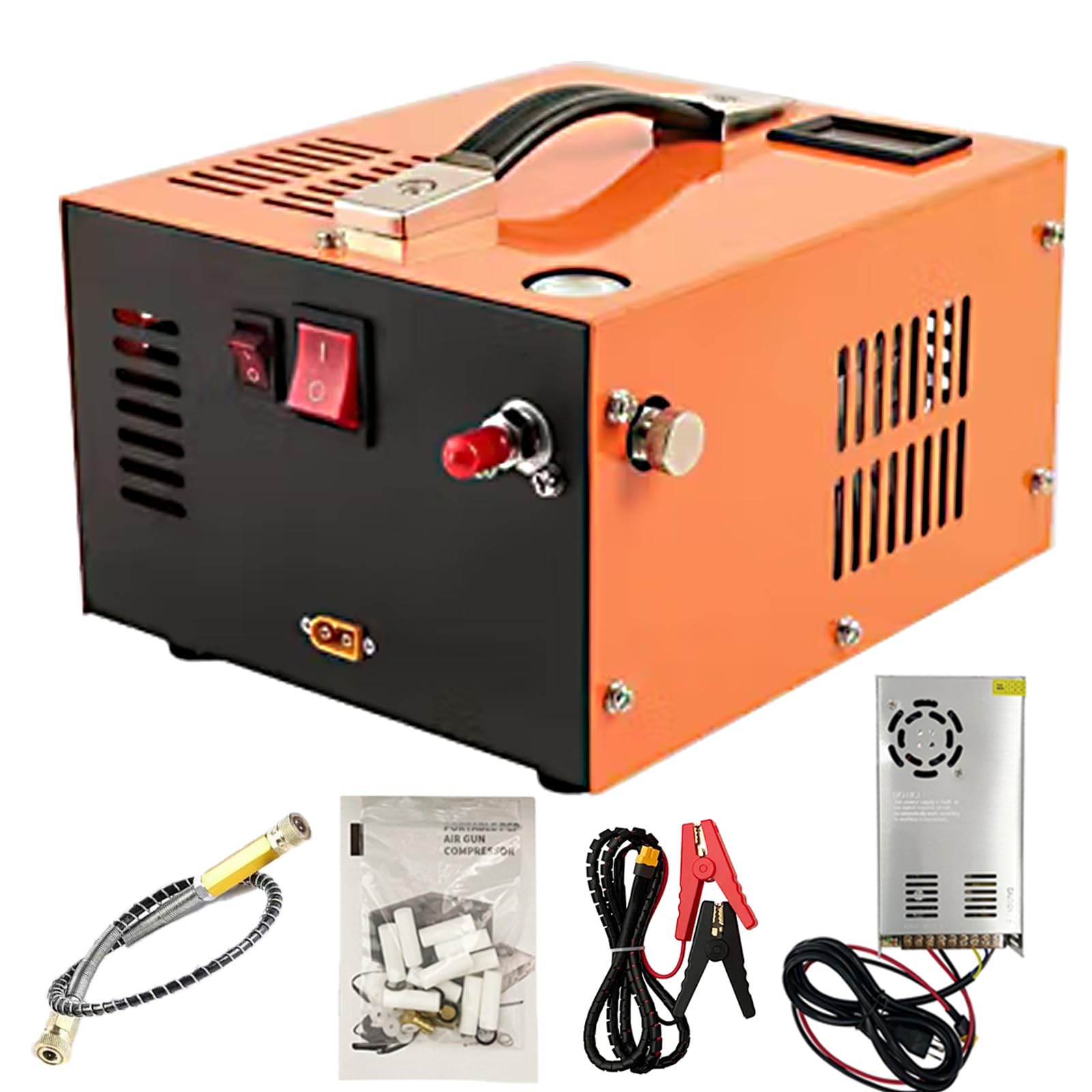 High Pressure PCP Air Compressor 30MPa 4500PSI - Electric 12V/110V Pump for PCP Air Rifles, Boat & Automotive Inflators - Perfect for Hunting, Paintball & Outdoor Inflating