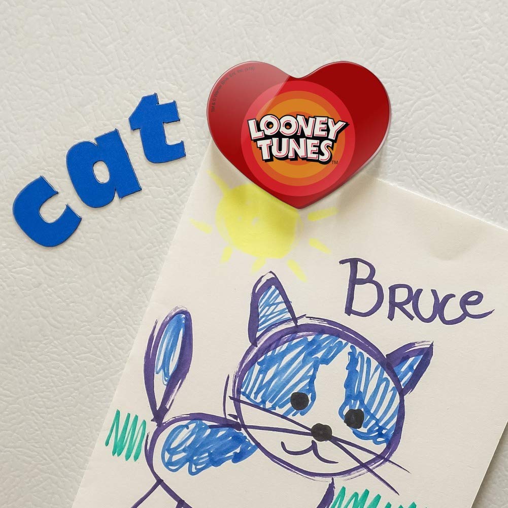 Looney Tunes Heart-Shaped Acrylic Refrigerator Magnet - Fun Cartoon Character Fridge Decor for Kitchen, Office & Dorm Room