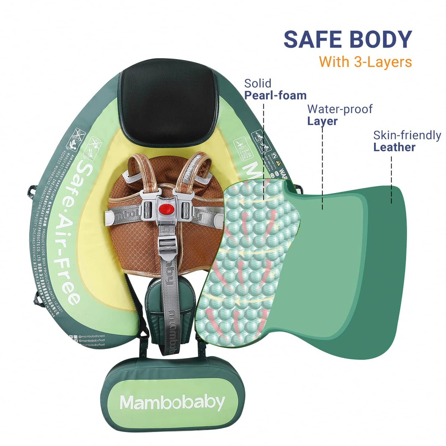 **Mambobaby Non-Inflatable Baby Pool Float with UPF 50+ Canopy – Safe Infant Swimming Training Float, Anti-Flip Design for Toddlers – Perfect for Backyard Pools, Beach Trips & Swim Lessons**