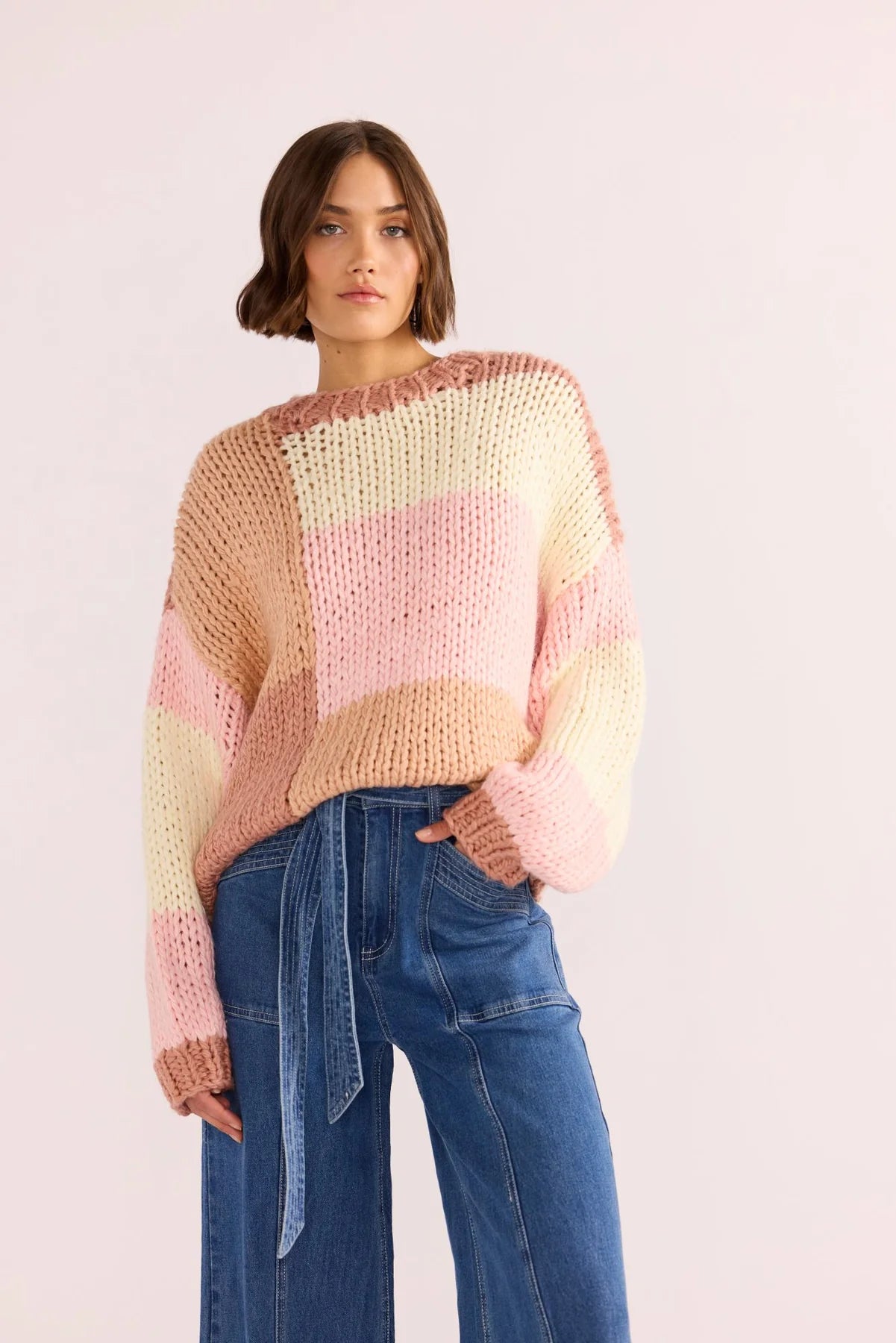 Marcella Color Block Sweater for Women - Stylish Knit Pullover for Fall & Winter - Casual Office Wear & Weekend Outfits