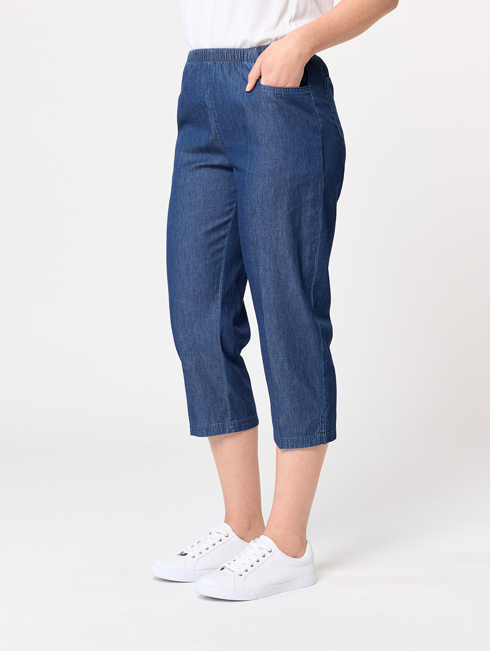 Nashville Denim 3/4 Length Pants for Women - High Waisted Stretch Jeans Capris for Casual Wear & Summer Outfits