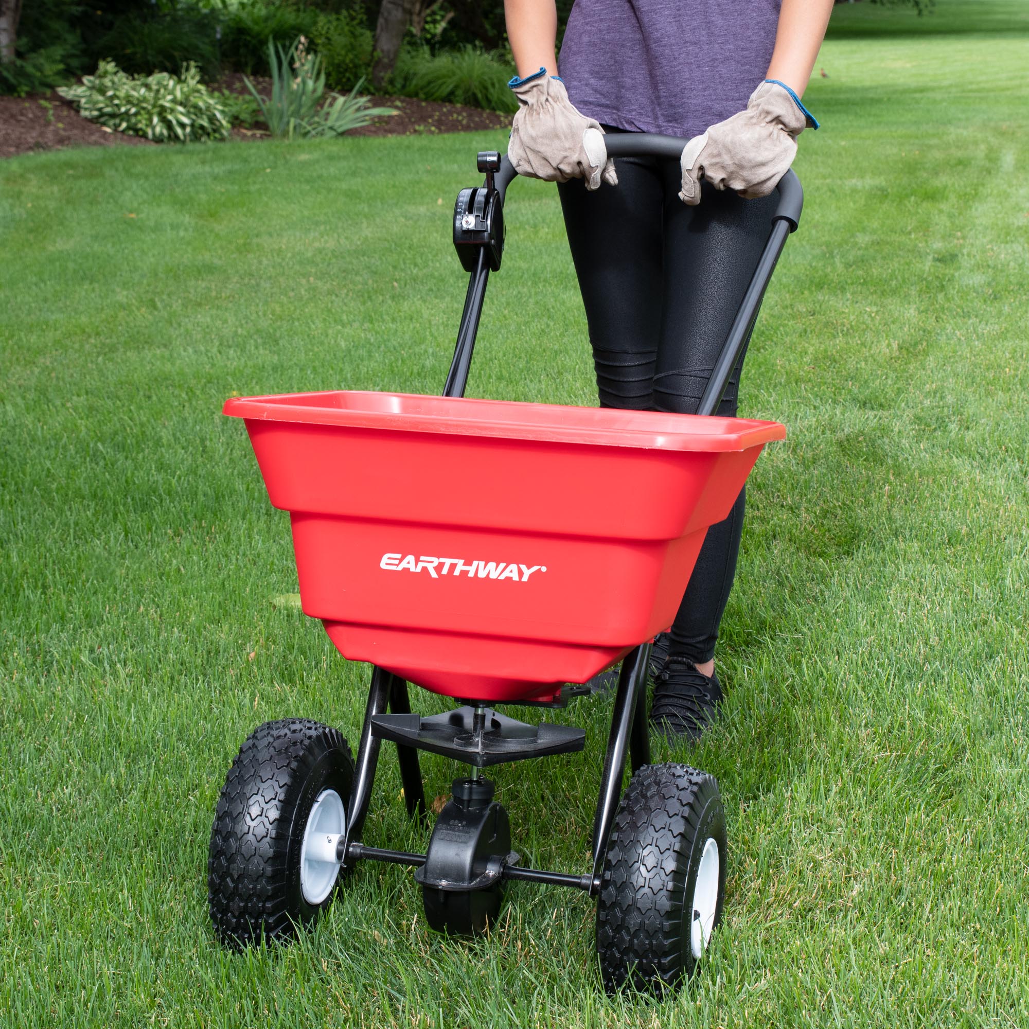 Earthway 2050P Commercial Broadcast Spreader - 80 Lbs Hopper with Durable Pneumatic Tires - Professional Lawn & Garden Fertilizer Spreader for Large Yards, Golf Courses & Landscaping