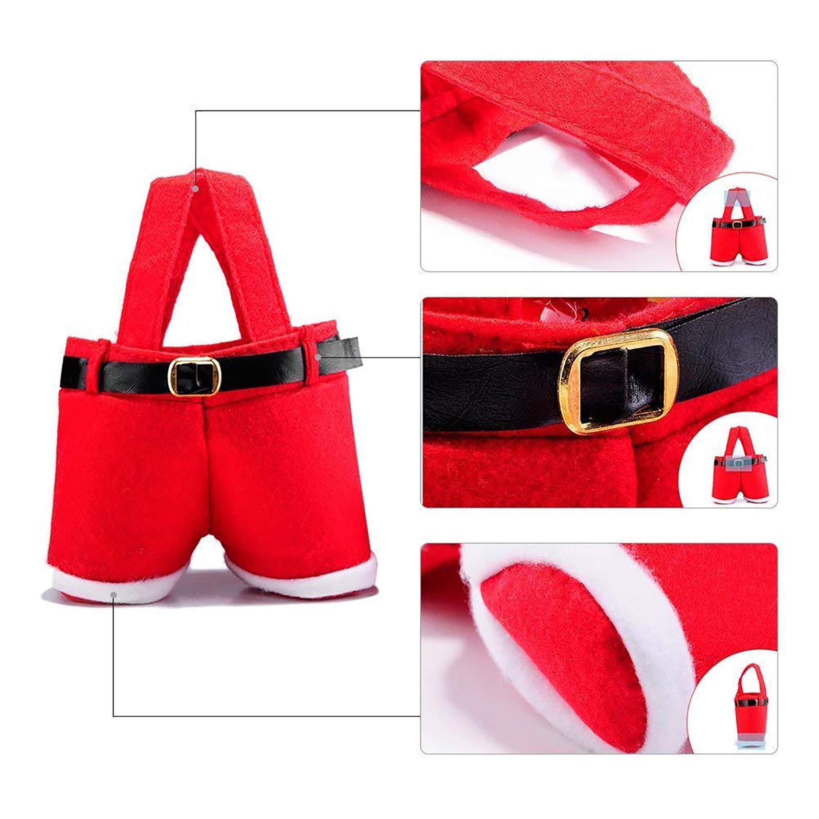 MSQ 6PCS Christmas Gift Bags - Santa Pants Style Candy Treat Bags for Kids, Holiday Party Favors, Perfect for Christmas, Weddings & New Year Celebrations | Festive Decorations for Children's Gifts, Stocking Stuffers & Seasonal Events