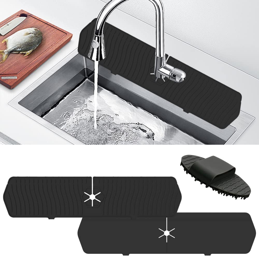 SainSpeed Silicone Dish Drying Mat - Non-Slip Heat Resistant Sink Protector for Kitchen & Bathroom, 24