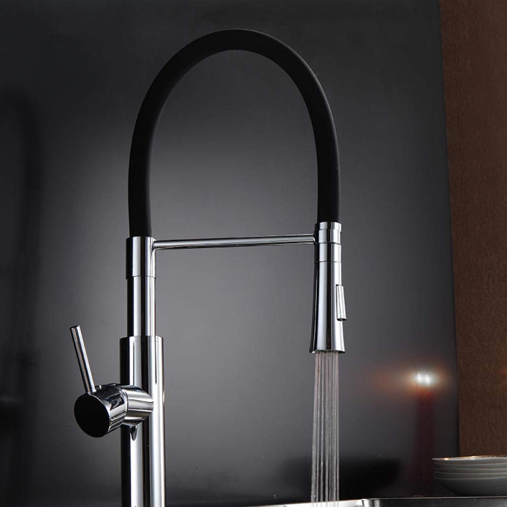 Pull Out Kitchen Faucet with Dual Spray Nozzle - Single Handle Deck Mounted Hot & Cold Water Mixer Tap for Sink - Perfect for Washing Dishes, Filling Pots & Cleaning Vegetables