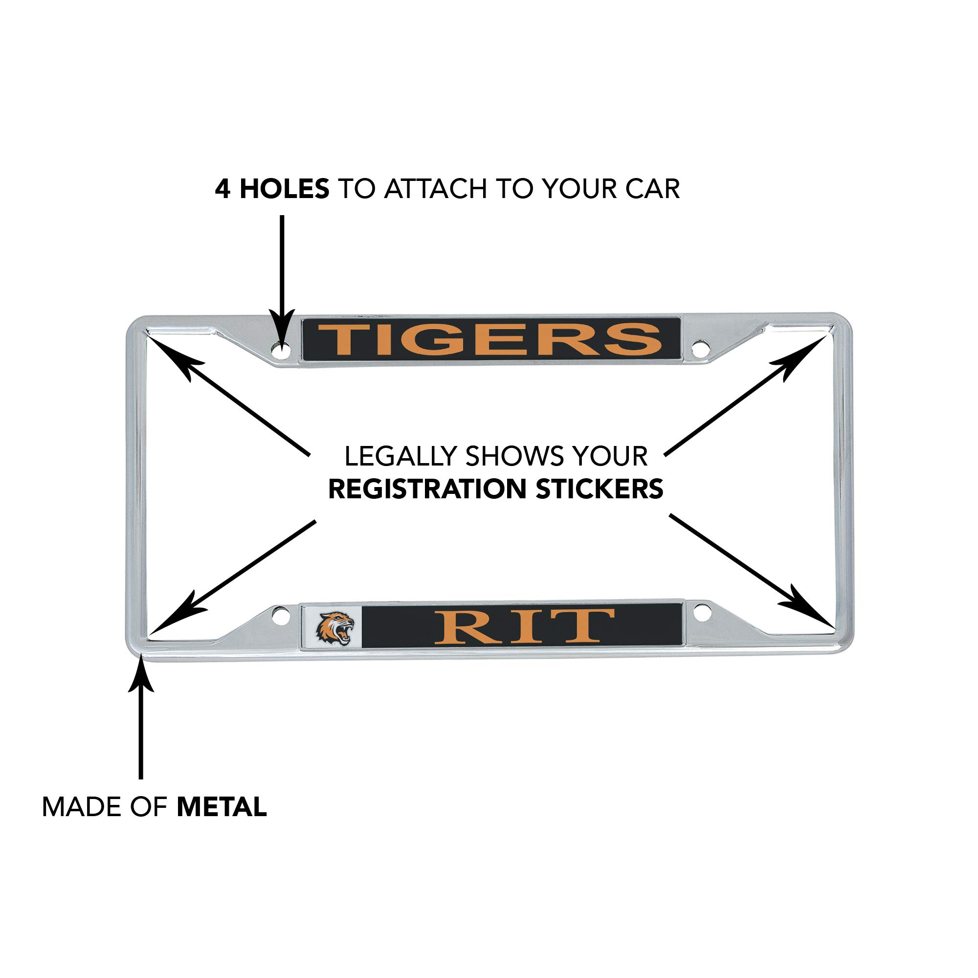 RIT Tigers Metal License Plate Frame - Desert Cactus Design Car Accessories for Front or Rear Bumper | Perfect for Rochester Institute of Technology Alumni & Fans | Show School Spirit on Campus or Game Day