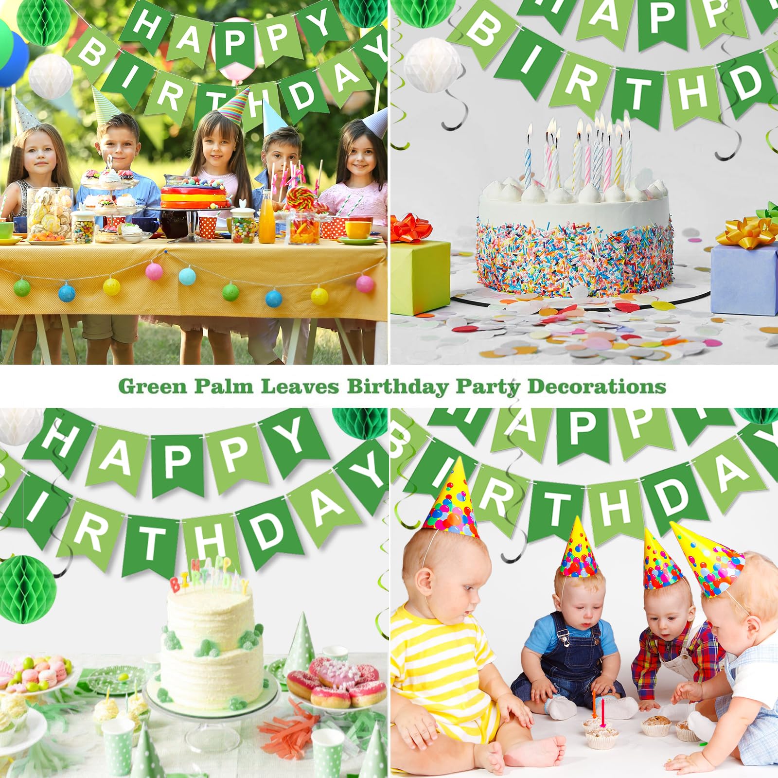 Green and White Happy Birthday Banner - Premium Birthday Decorations for Women, Men, Girls & Boys | Perfect for Parties, Home Decor & Celebration Backdrops
