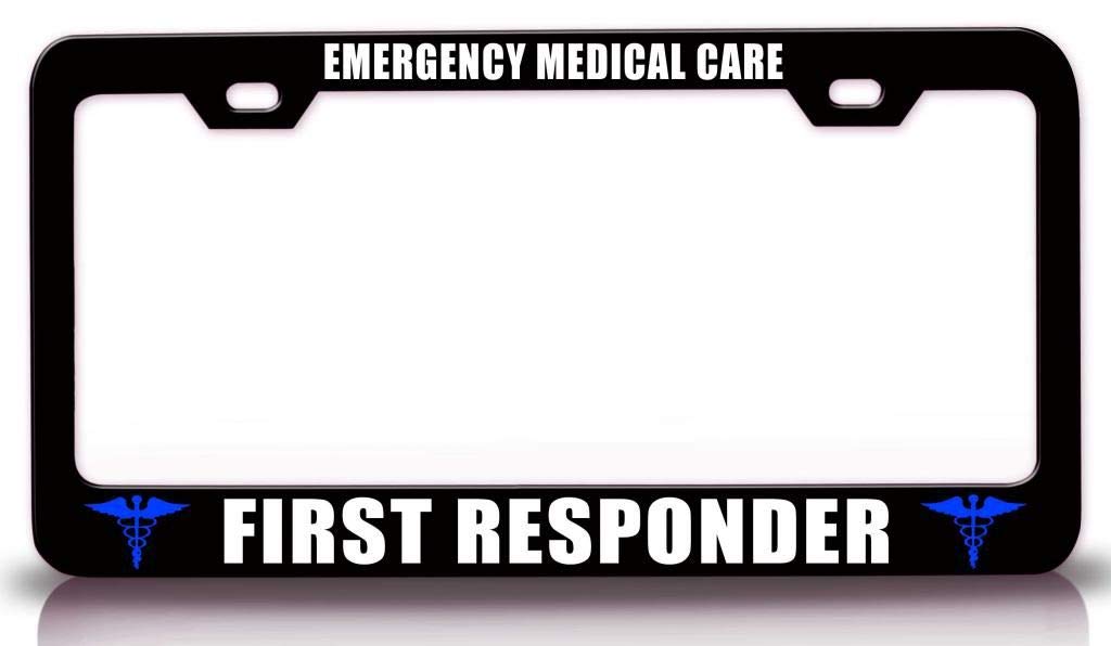 Emergency Medical Responder License Plate Frame - Stainless Steel Paramedic Nurse EMT First Responder Gift for Cars & Trucks - Perfect for Hospitals, Ambulances & Medical Professionals