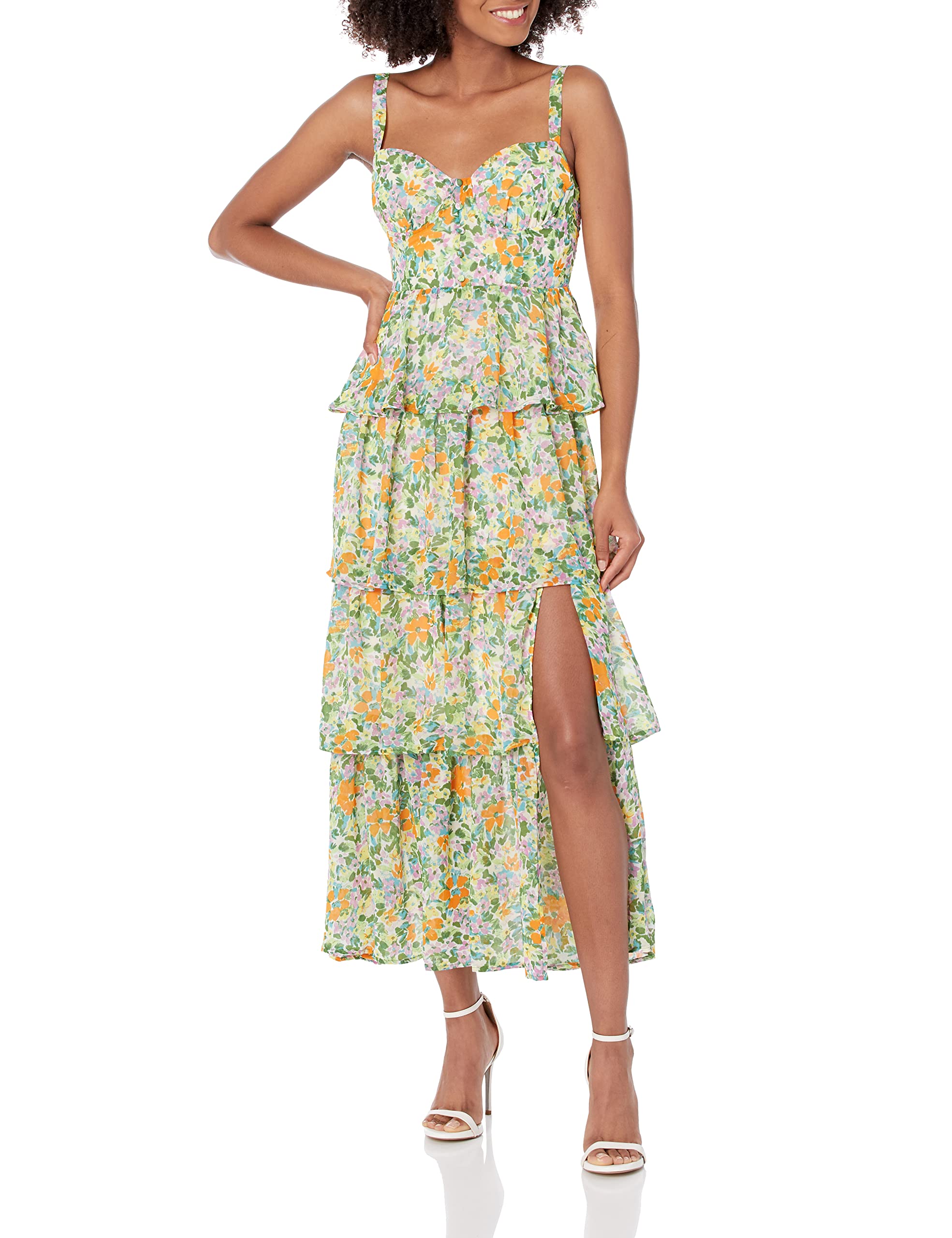 ASTR the Label Women's Midsummer Floral Wrap Dress - Lightweight Summer Sundress for Beach Vacation, Brunch & Date Night