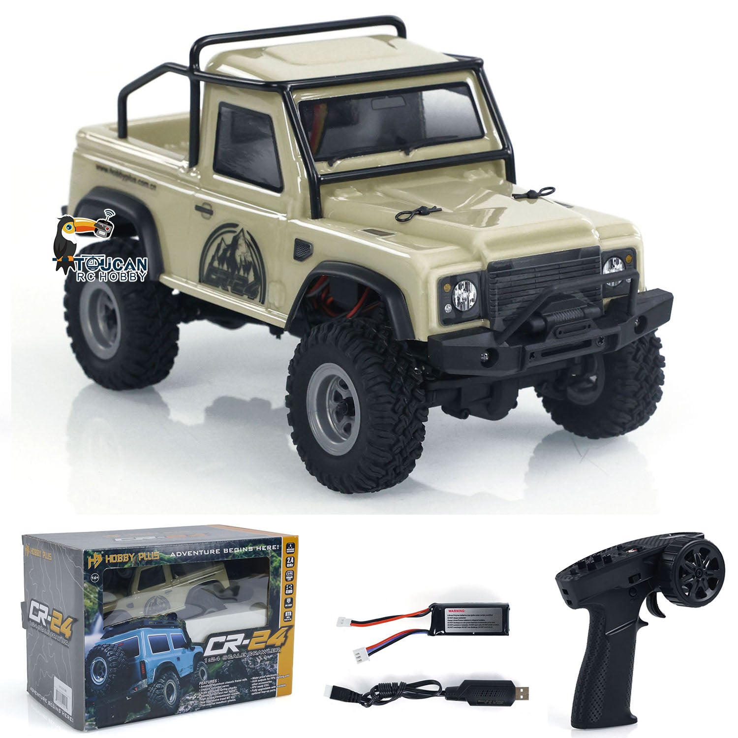 1:24 Scale 4x4 RC Off-Road Truck - 4WD Remote Control Crawler Car with DIY Simulation Model, ESC Servo & LED Light System - Perfect for Indoor/Outdoor Rock Crawling & Off-Road Adventure Play