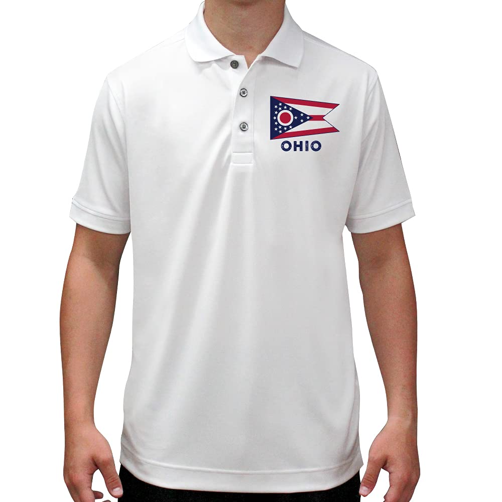 Ohio State Flag Men's Polo Shirt - Comfortable Breathable Cotton Casual Shirt for Golf, Work & Outdoor Activities
