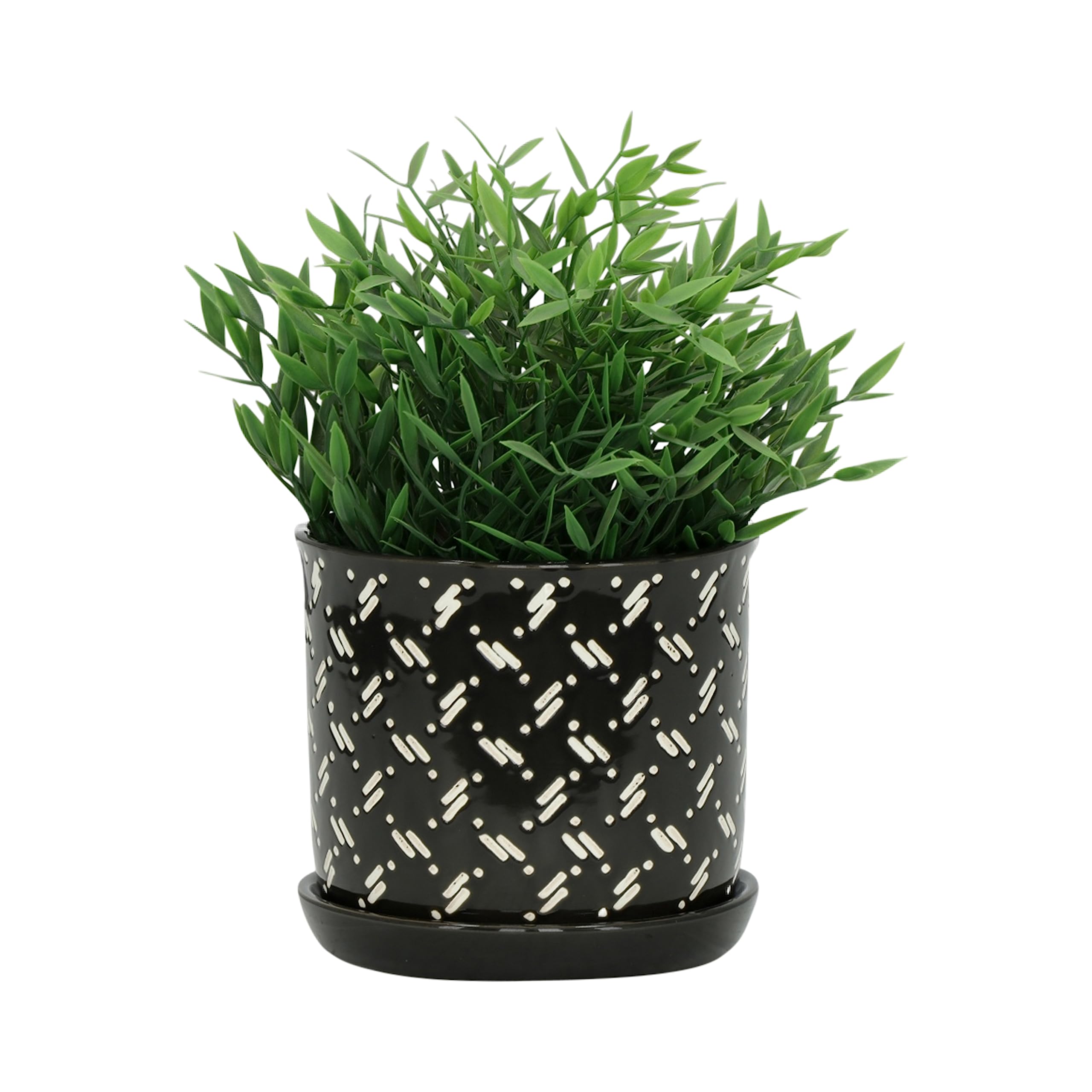Sagebrook Home Set of 2 Ceramic Plant Pots with Saucers - 6