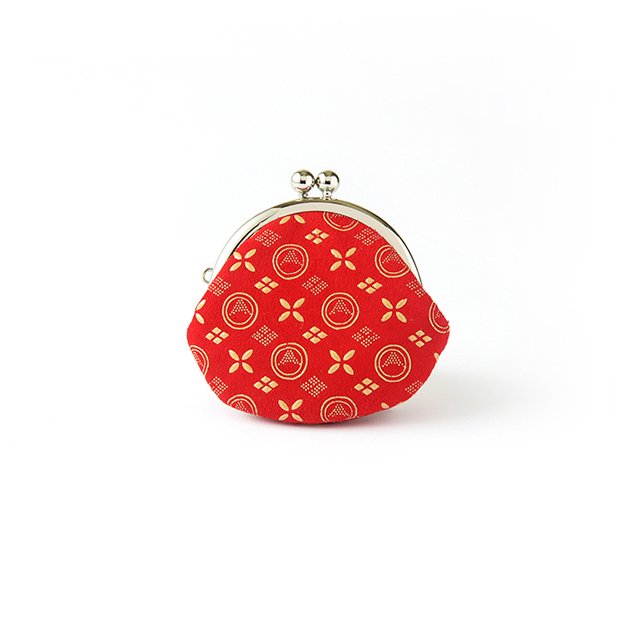 Premium Japanese Deerskin Leather Coin Purse with Urushi Lacquer Clasp - Mt. Fuji Red Pattern | Handmade in Japan | Elegant Gamaguchi Change Purse for Travel, Gifts & Daily Use