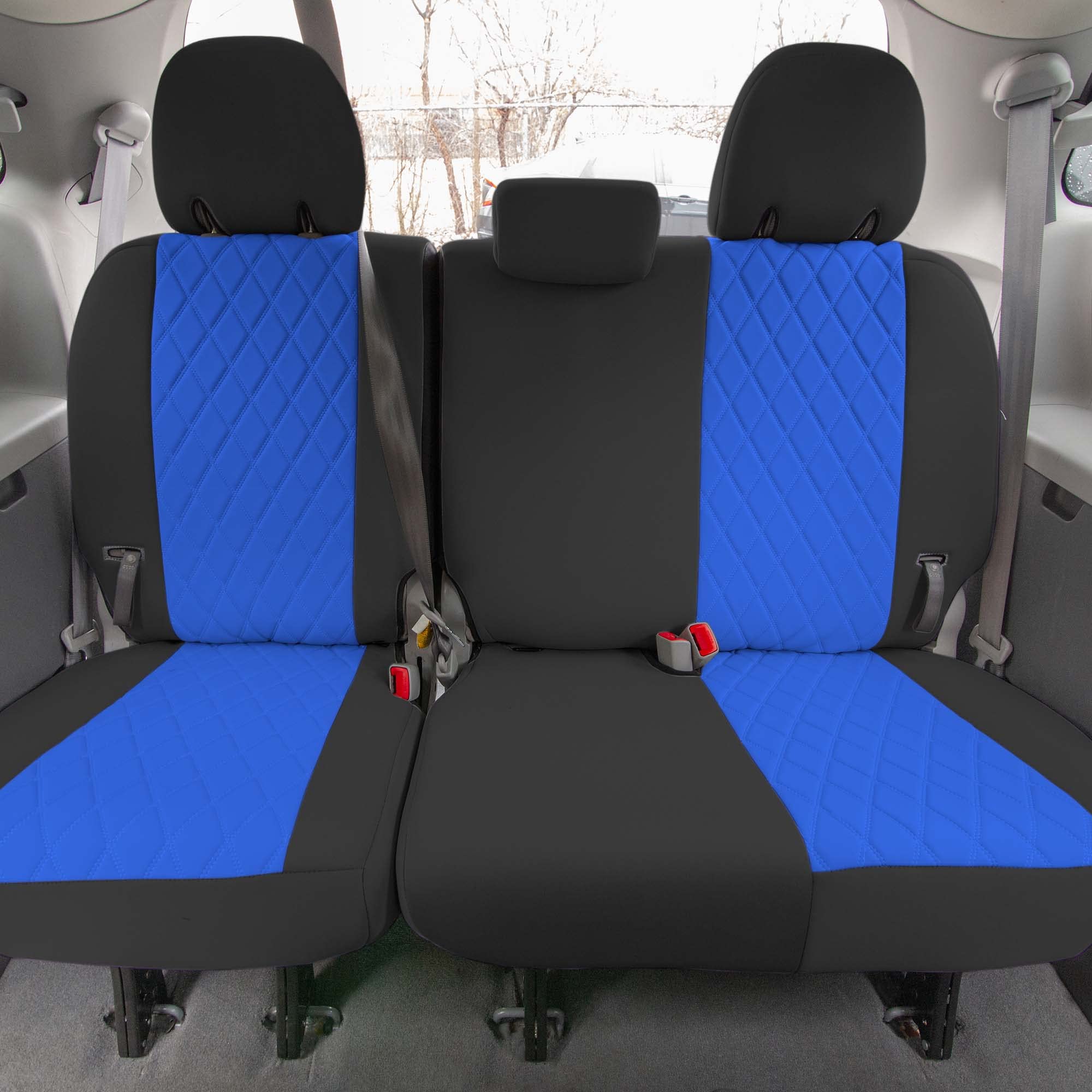 FH Group Custom Fit Neoprene Seat Covers for 2011-2020 Toyota Sienna - Waterproof & Durable Neosupreme Automotive Seat Protectors - 3rd Row Blue - Perfect for Family Road Trips & Outdoor Adventures