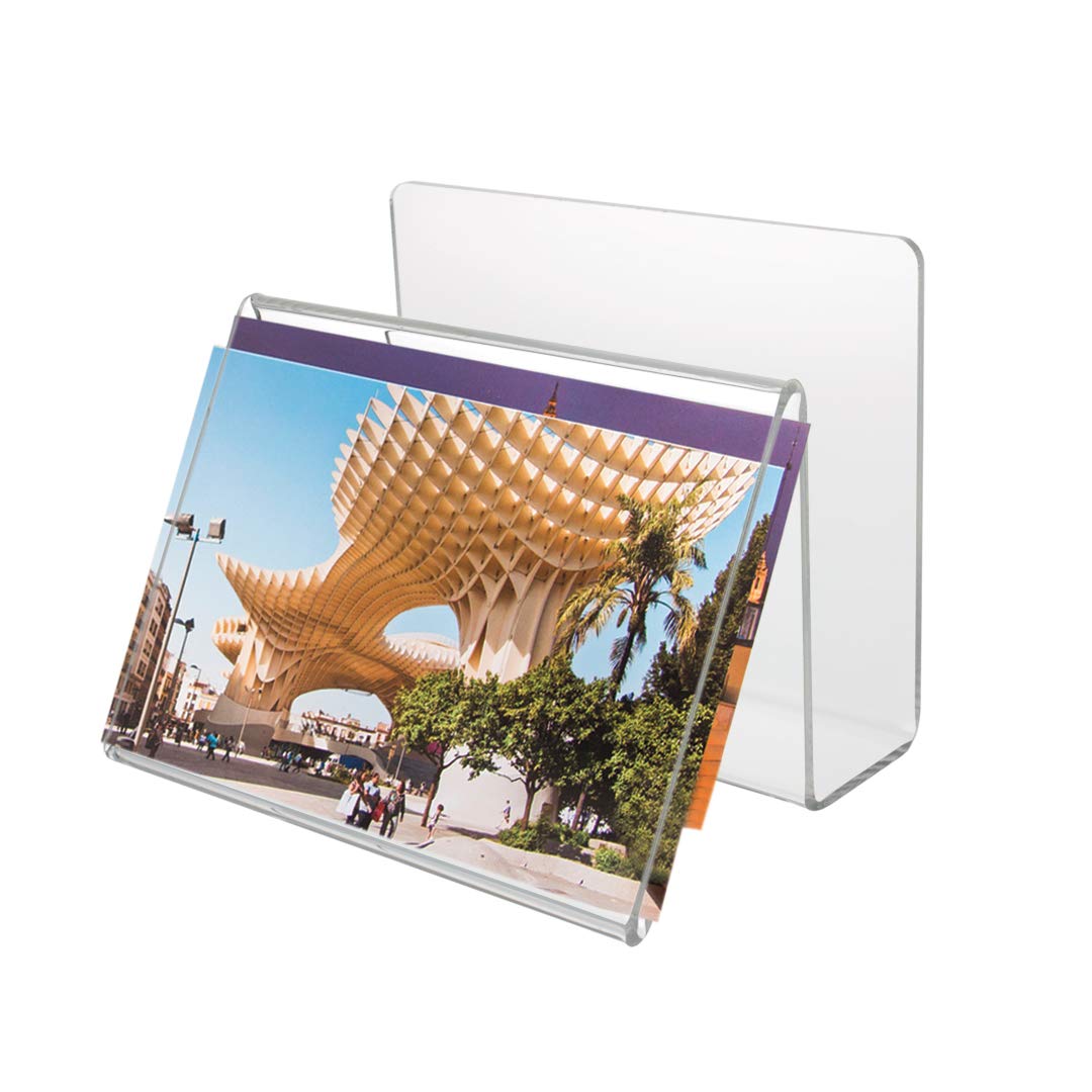 Source One Deluxe Clear Acrylic Desk Organizer with Picture/Postcard Display - Perfect for Office, Home & School Organization