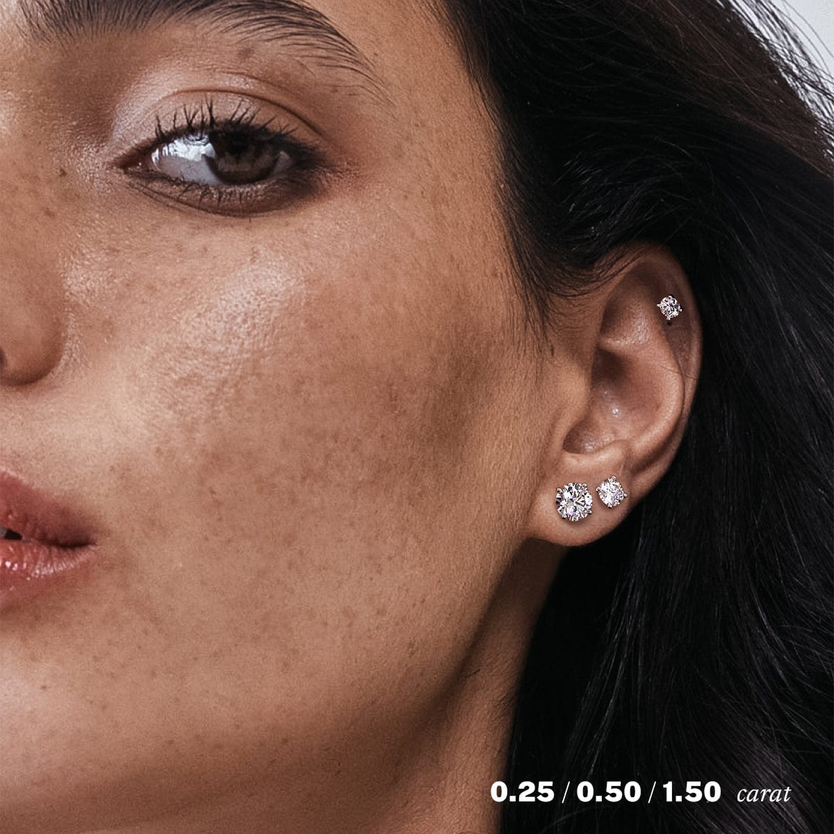 1/2 Carat Round Diamond Stud Earrings - 14K White Gold Dainty Earrings for Women, Perfect for Everyday Wear, Anniversary & Wedding Gifts
