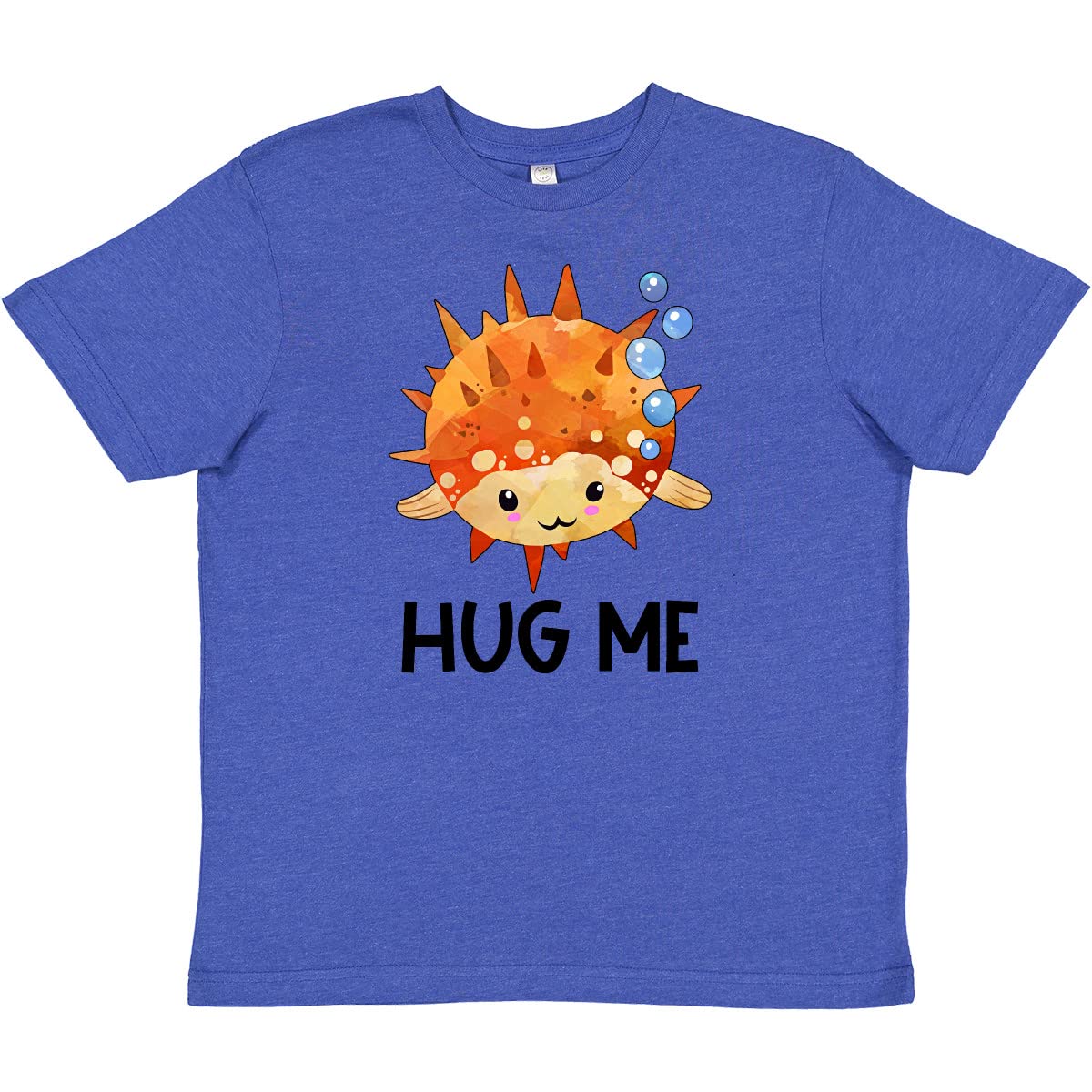 Inktastic Hug Me Cute Pufferfish with Bubbles Youth T-Shirt - Fun Graphic Tee for Kids, Boys & Girls | Perfect for School, Playdates & Family Outings