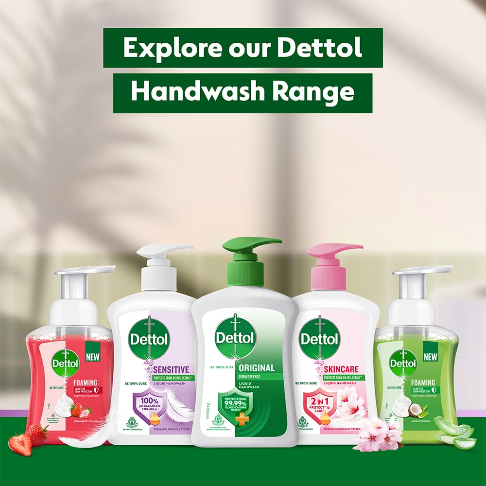 Dettol Sensitive Liquid Hand Wash Pump - 200ml (Pack of 2) | Gentle Antibacterial Hand Soap for Dry & Sensitive Skin | Ideal for Home, Office & Bathroom Use