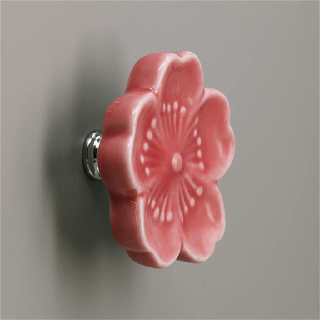 Ceramic Drawer Handles - Decorative Flower Cabinet Knobs - 45x21mm Replacement Hardware for Dressers, Kitchen Cabinets & Furniture (Color E) - Vintage Style Home Decor Upgrade