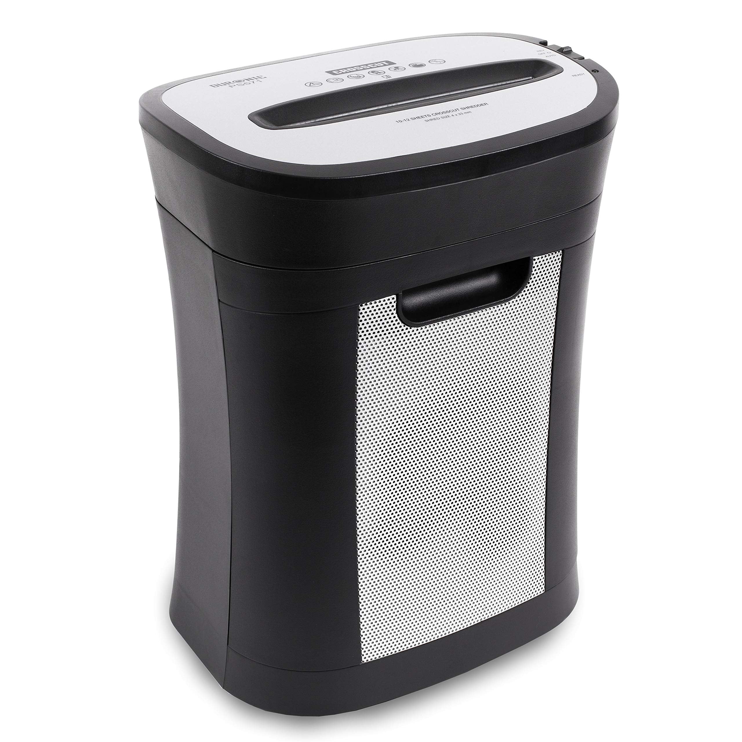 Duronic PS571 12-Sheet Cross Cut Paper Shredder - Heavy Duty Small Electric Shredder for Home & Office Use | Shreds Documents, Credit Cards, Envelopes | Secure Data Destruction | Ideal for Confidential Files, Tax Records & Identity Protection (Black)